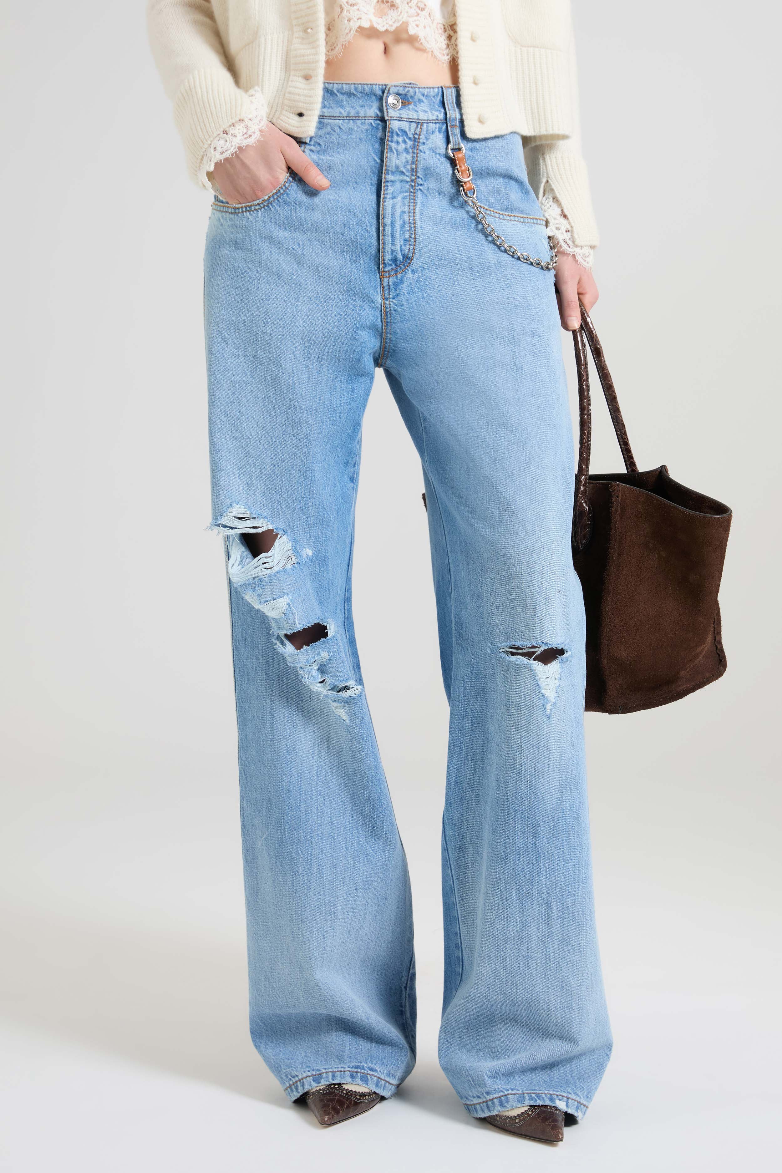 Baggy Jeans with Knee Rips - Image 3