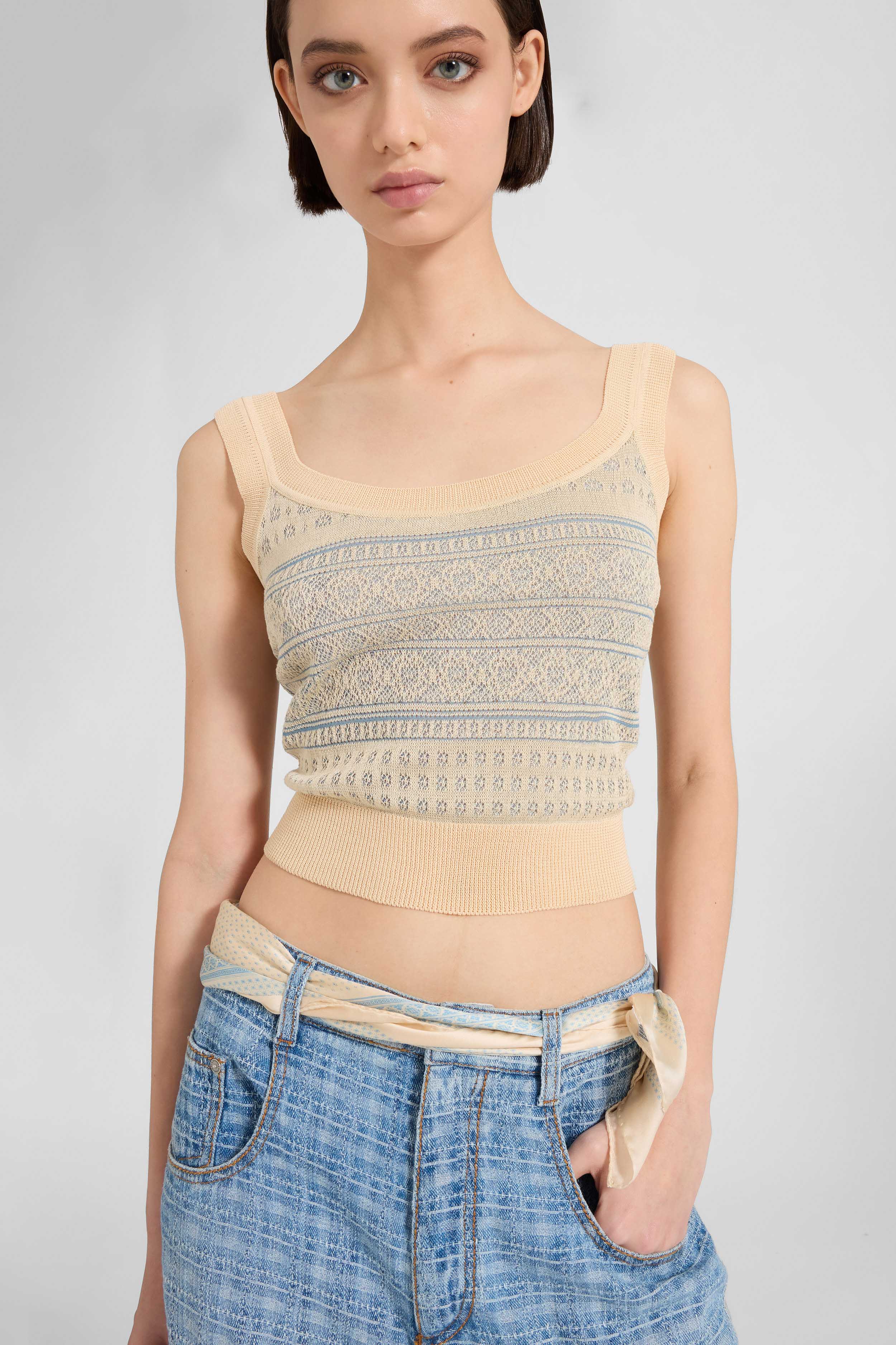 Bandana jacquard top in silk, cotton, and viscose - Image 2