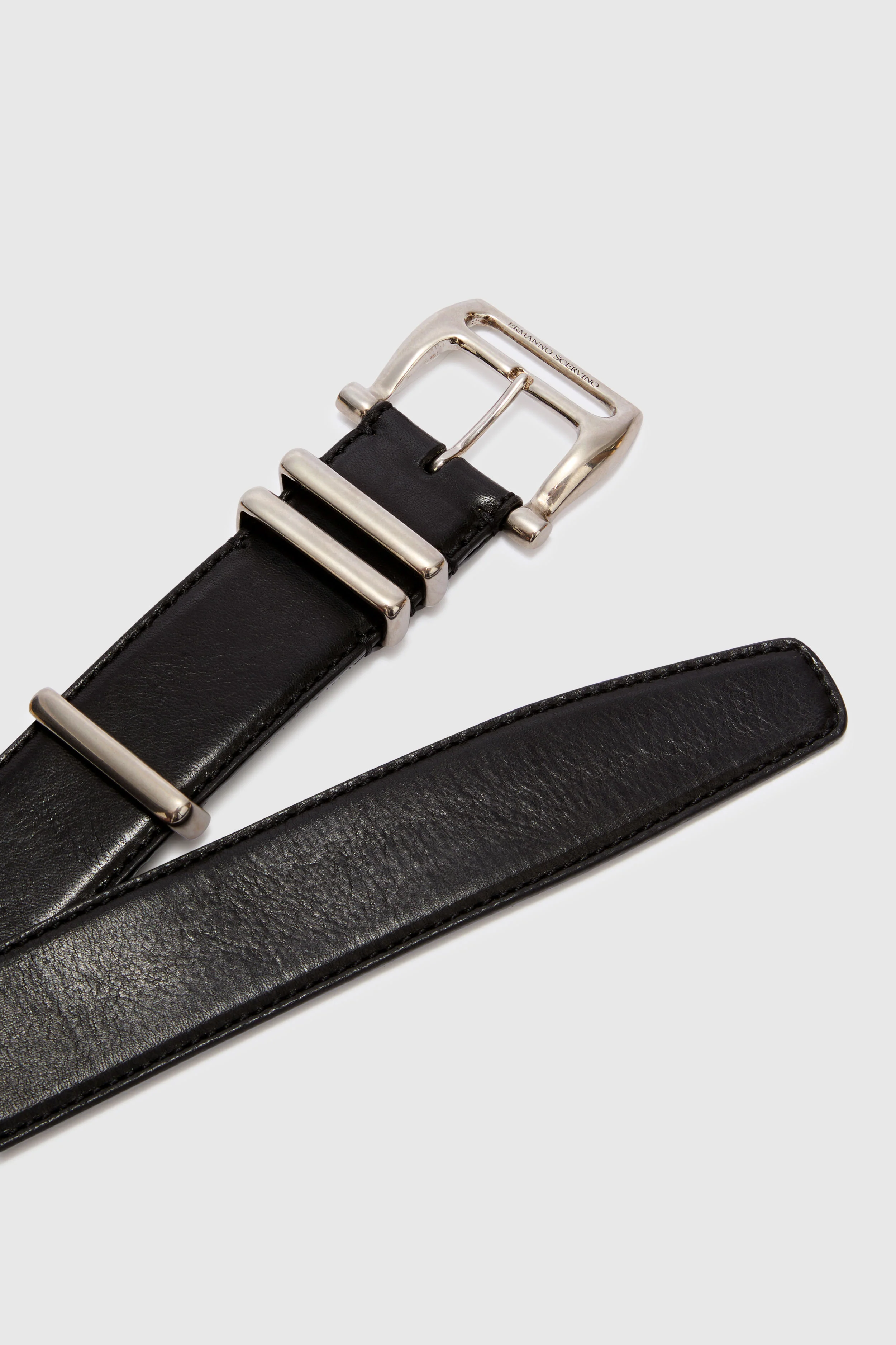 Black belt in calfskin with loop buckle - Image 3