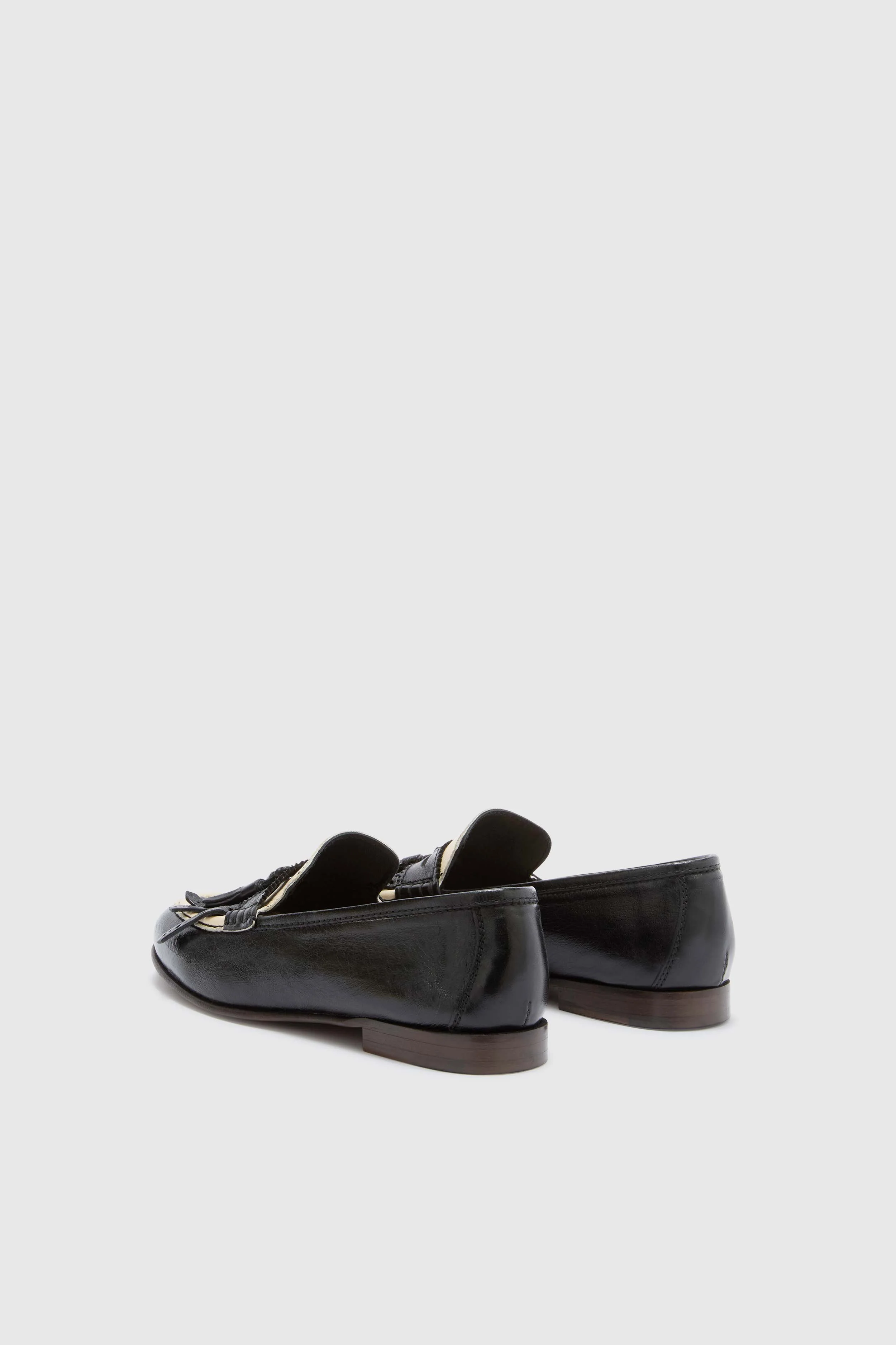 Black College loafers in vintage-effect shearling leather with tassels - Image 4