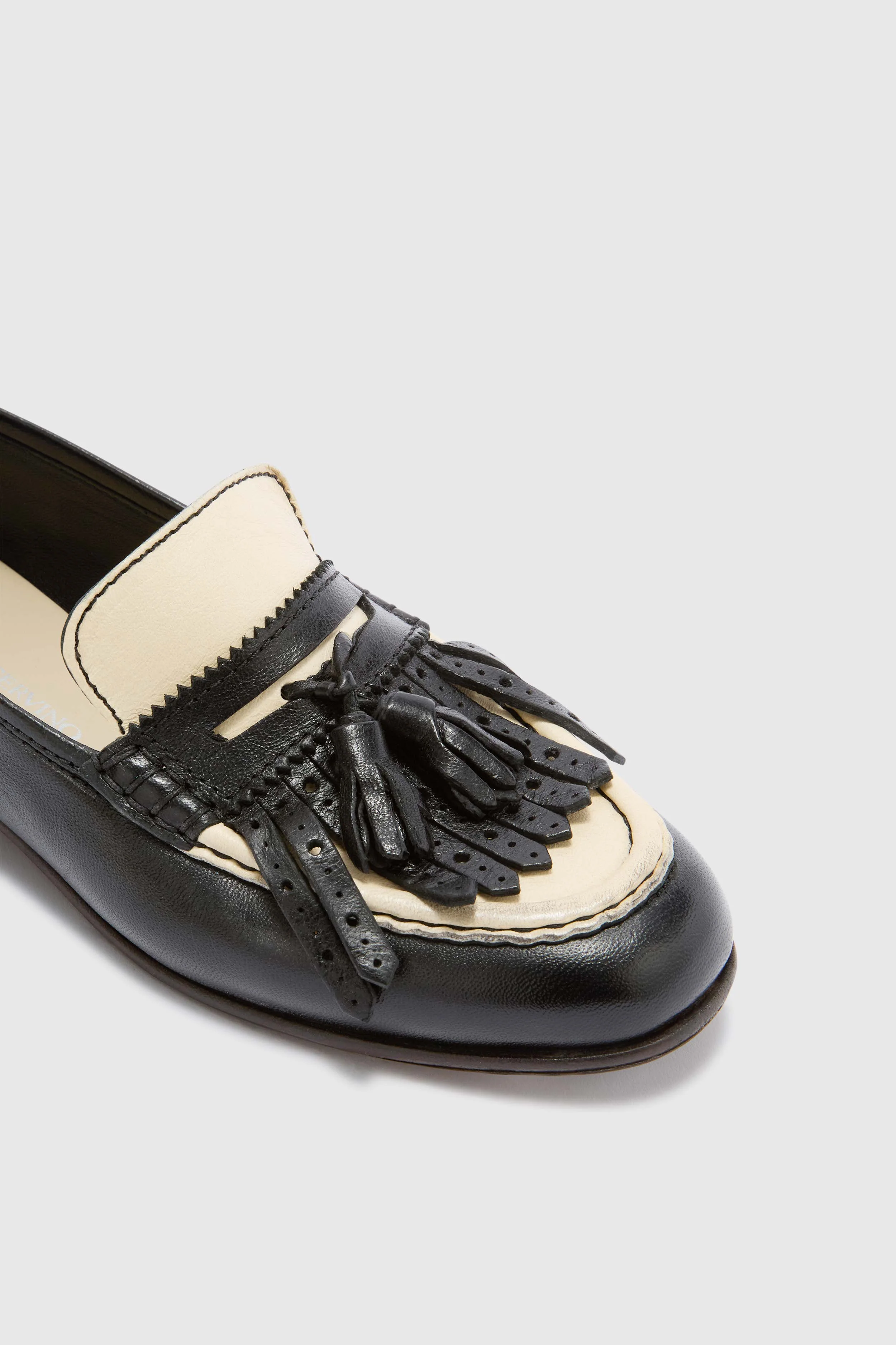 Black College loafers in vintage-effect shearling leather with tassels - Image 5
