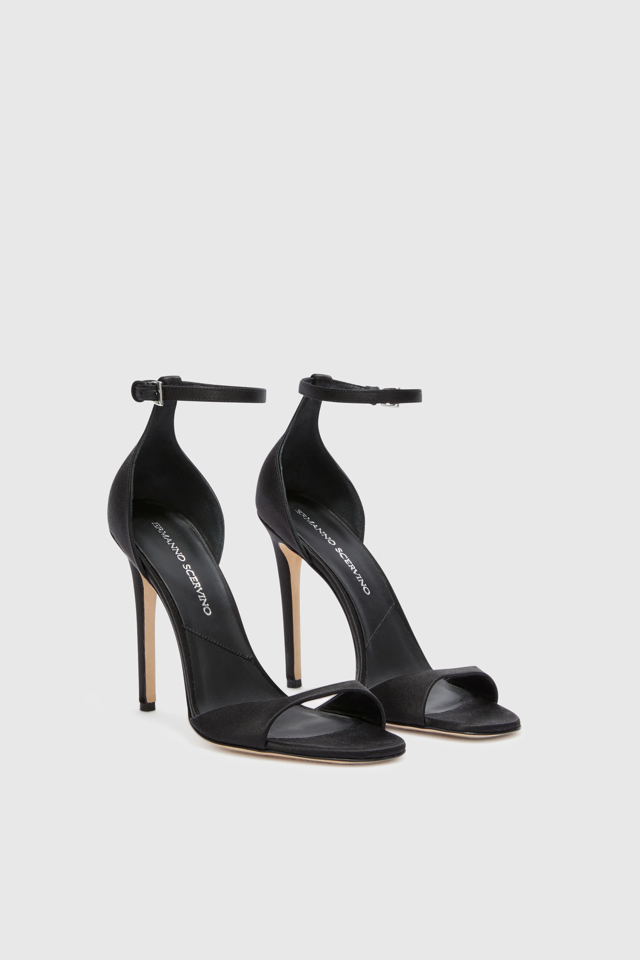 Black satin sandal with ankle strap - Image 3
