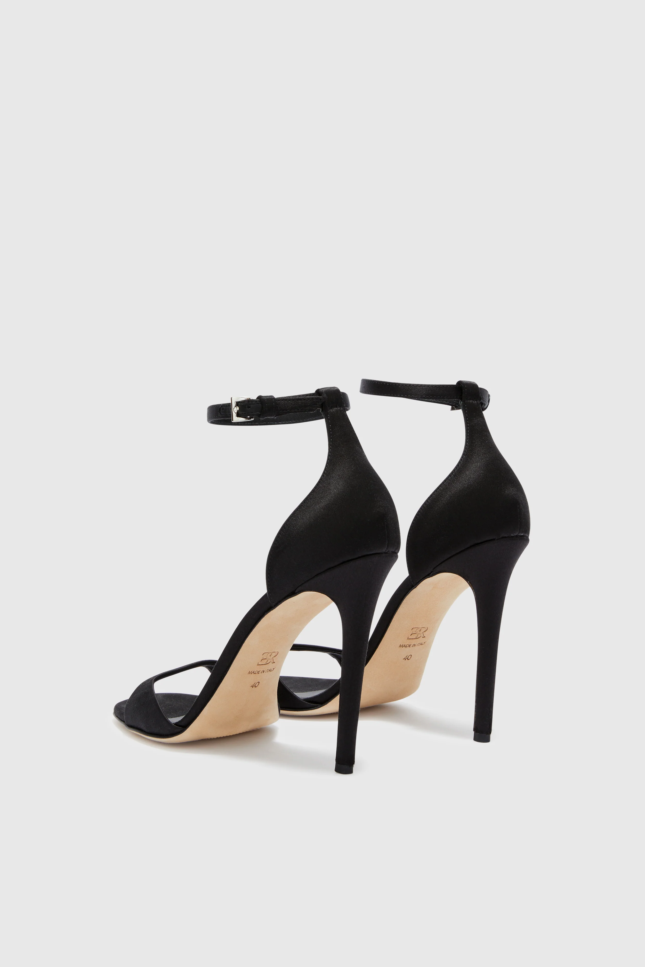 Black satin sandal with ankle strap - Image 4