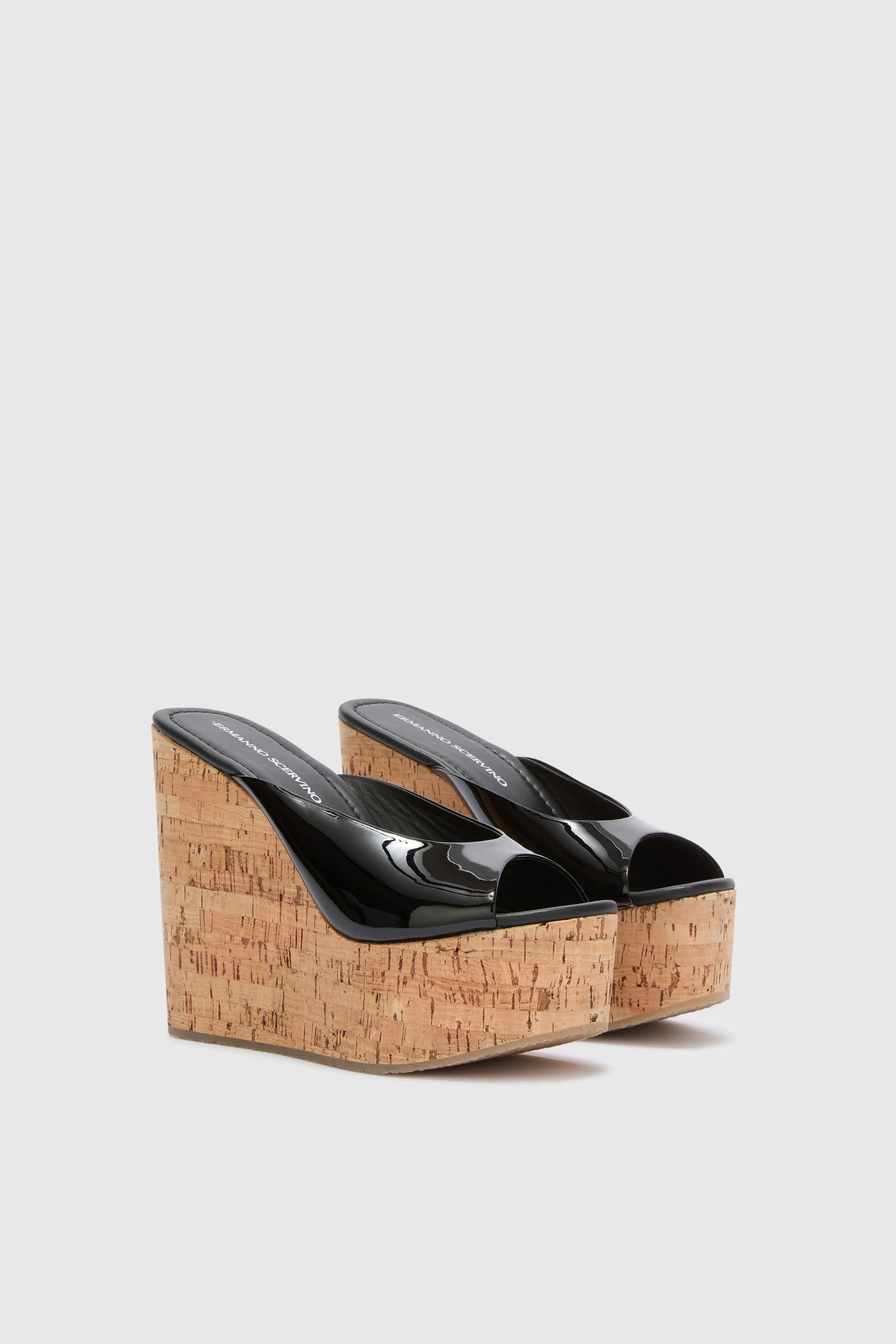 Black smooth nappa wedge open toe sandal - Image 3