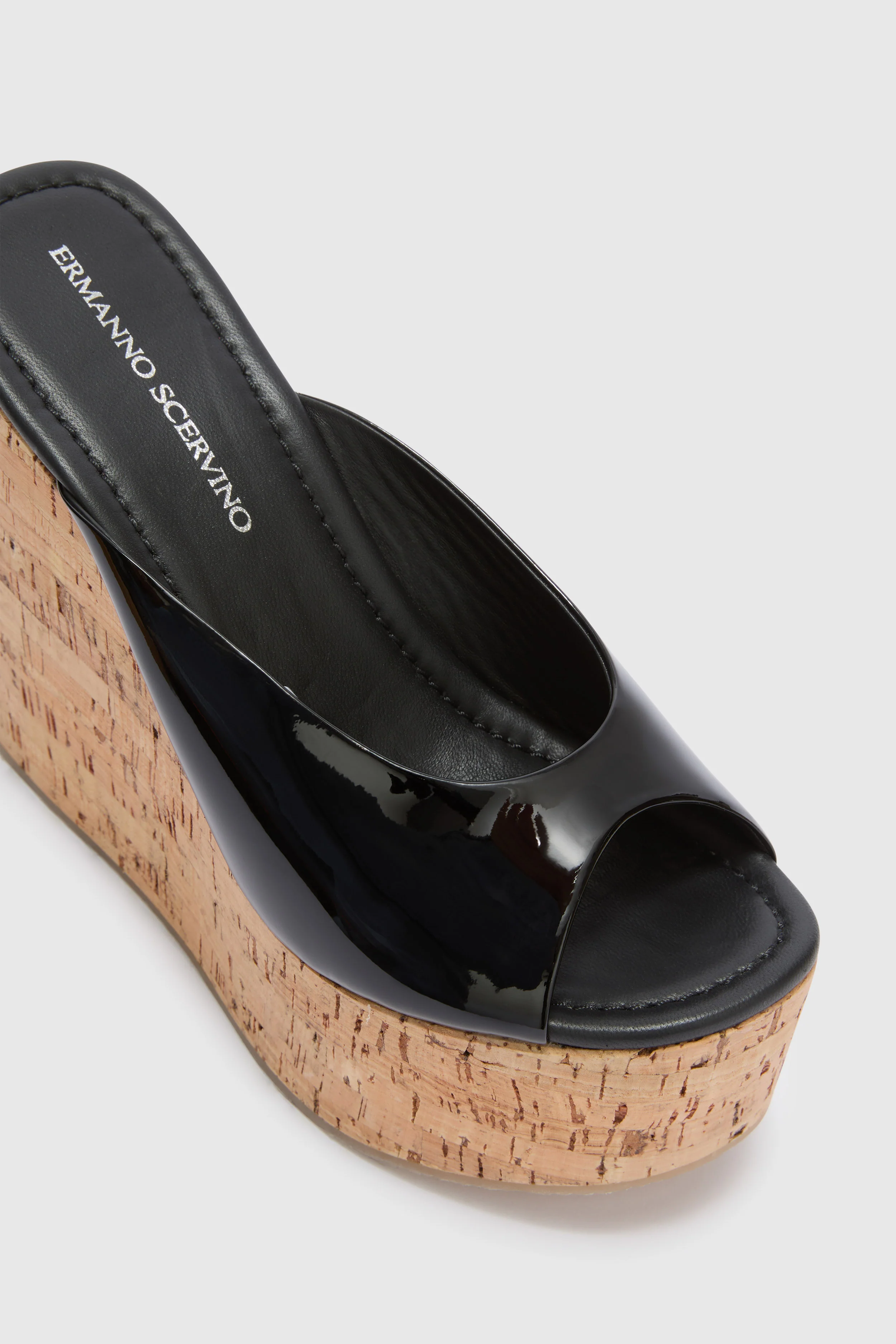 Black smooth nappa wedge open toe sandal - Image 5