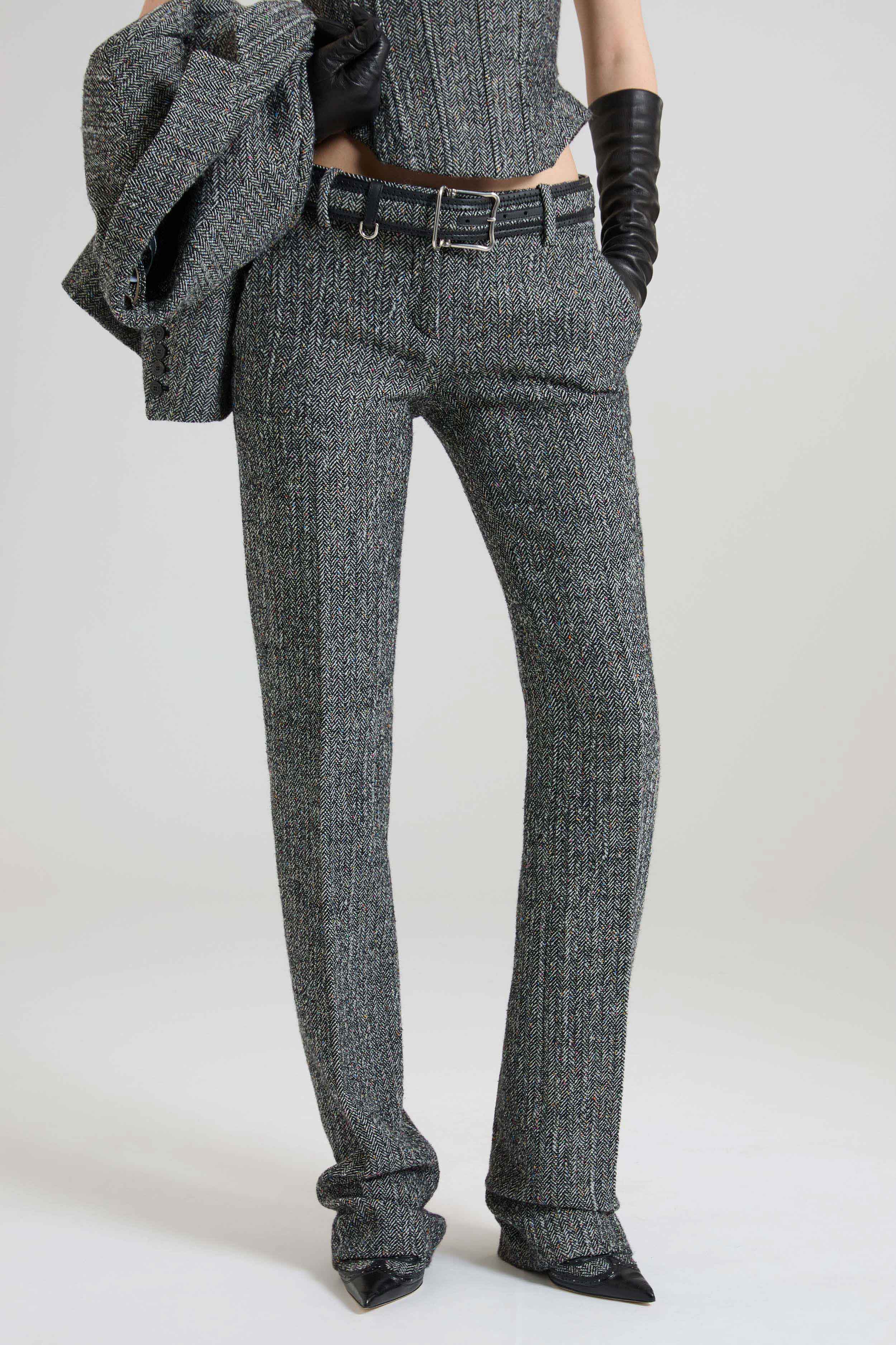 Bootcut Trousers in Wool Double with Yarn-Dyed Resca Pattern - Image 4