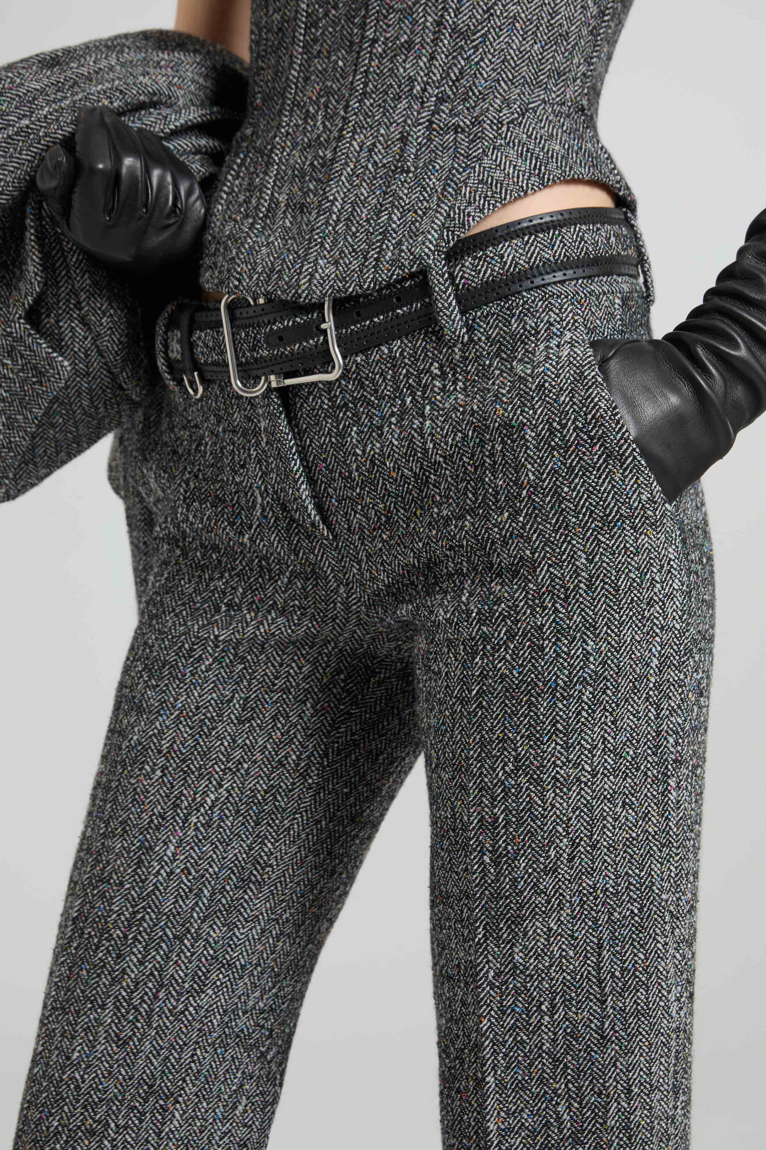 Bootcut Trousers in Wool Double with Yarn-Dyed Resca Pattern - Image 5