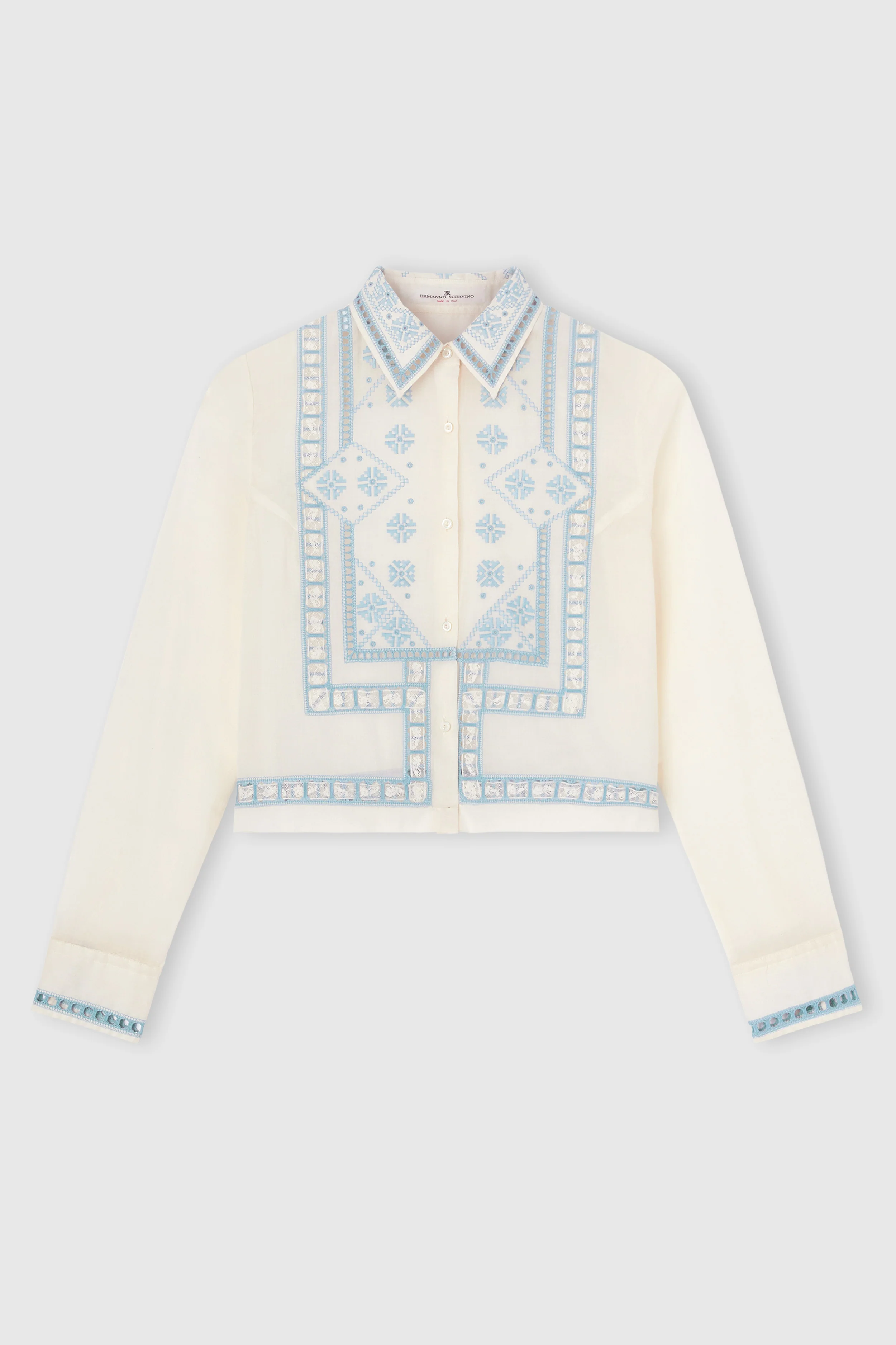 Boxy Cotton Muslin Shirt with Handcrafted Embroidery