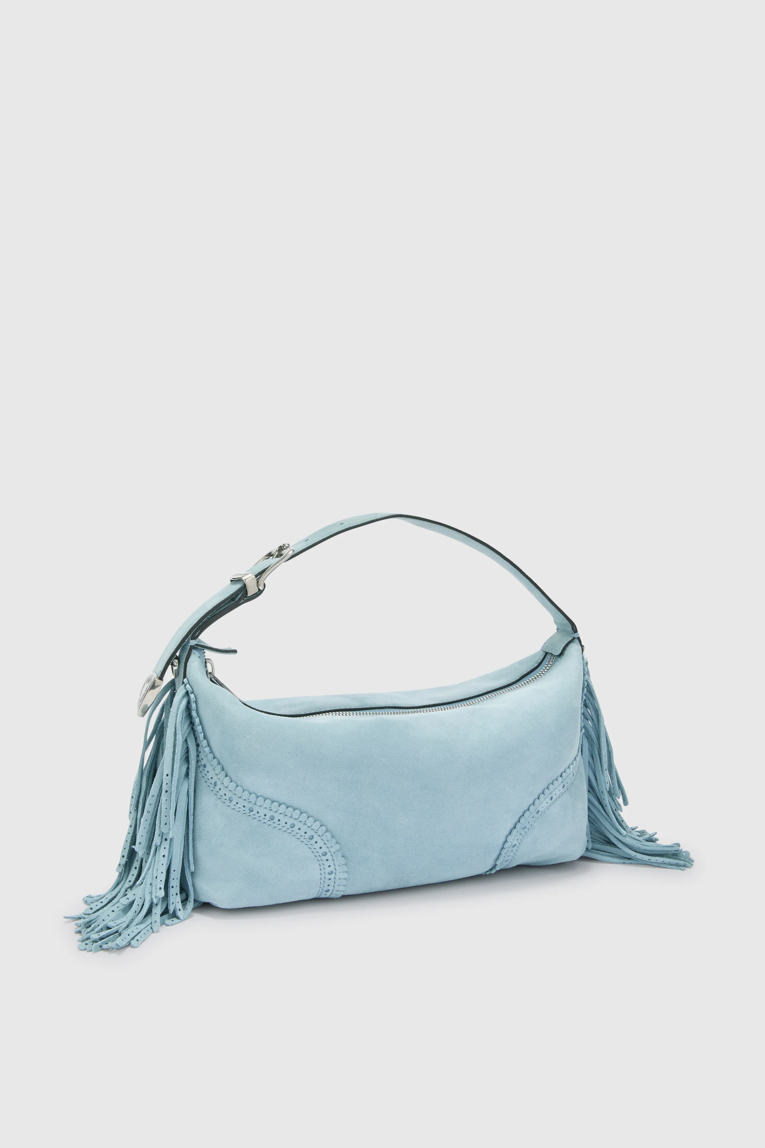 Candy Duffle in powder blue suede - Image 3