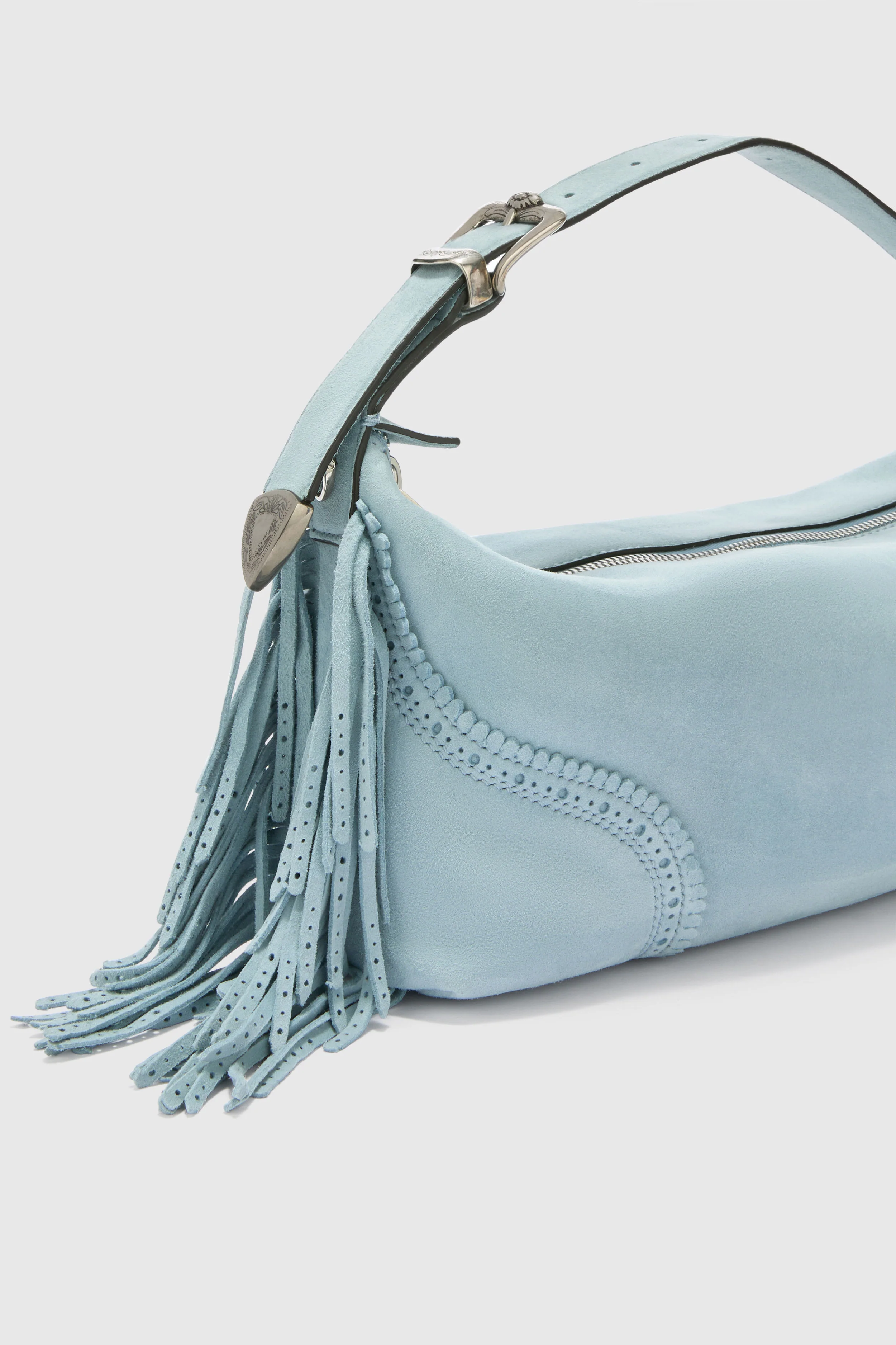 Candy Duffle in powder blue suede - Image 4