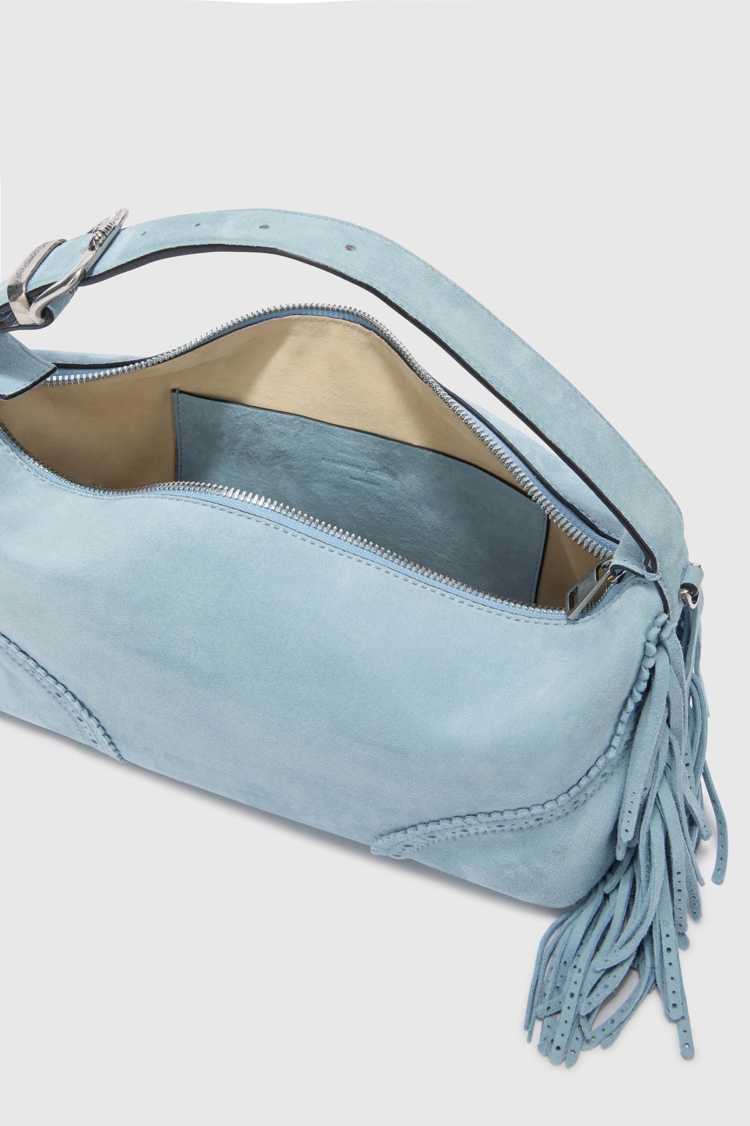 Candy Duffle in powder blue suede - Image 5