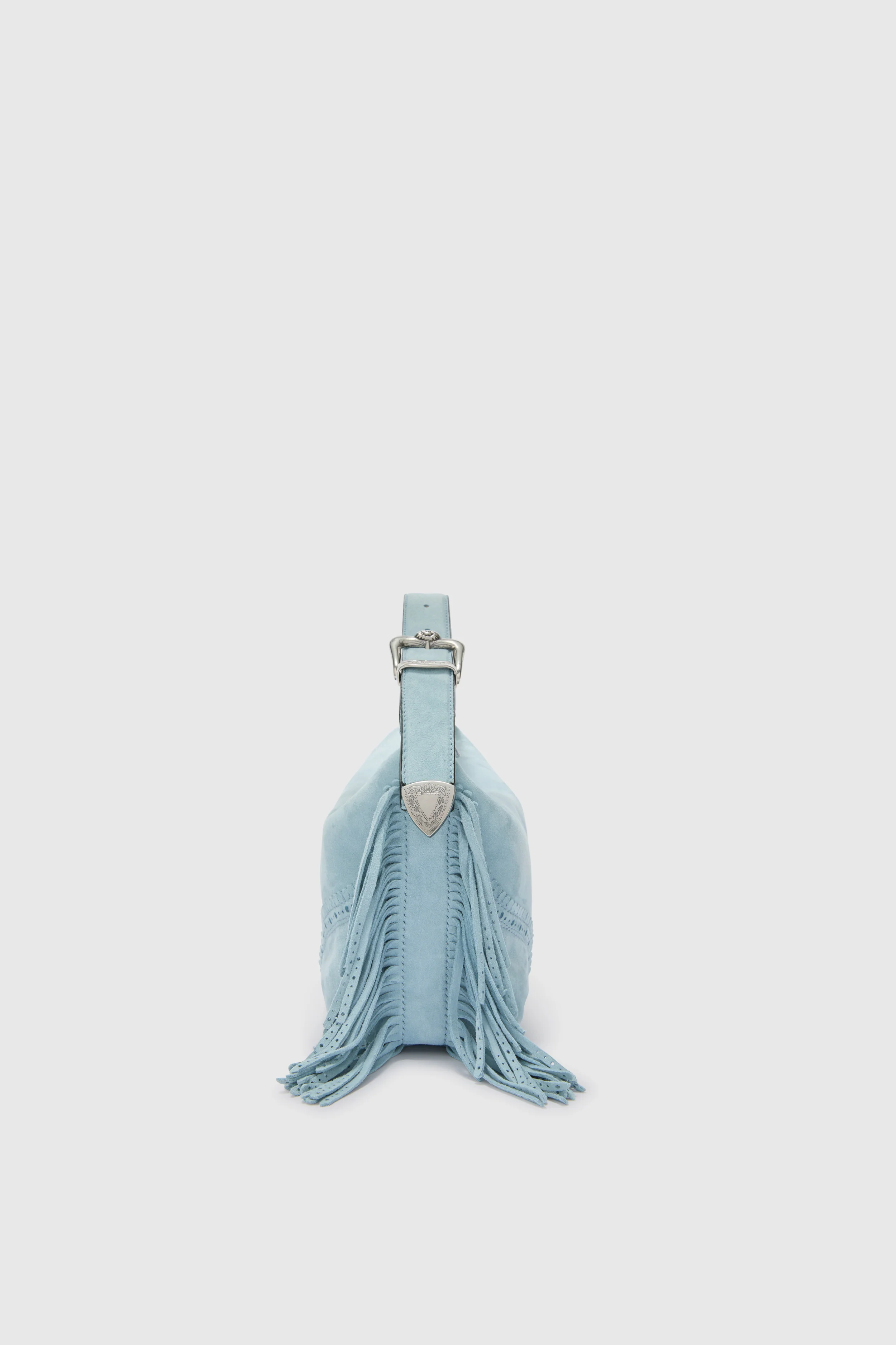 Candy Duffle in powder blue suede - Image 6