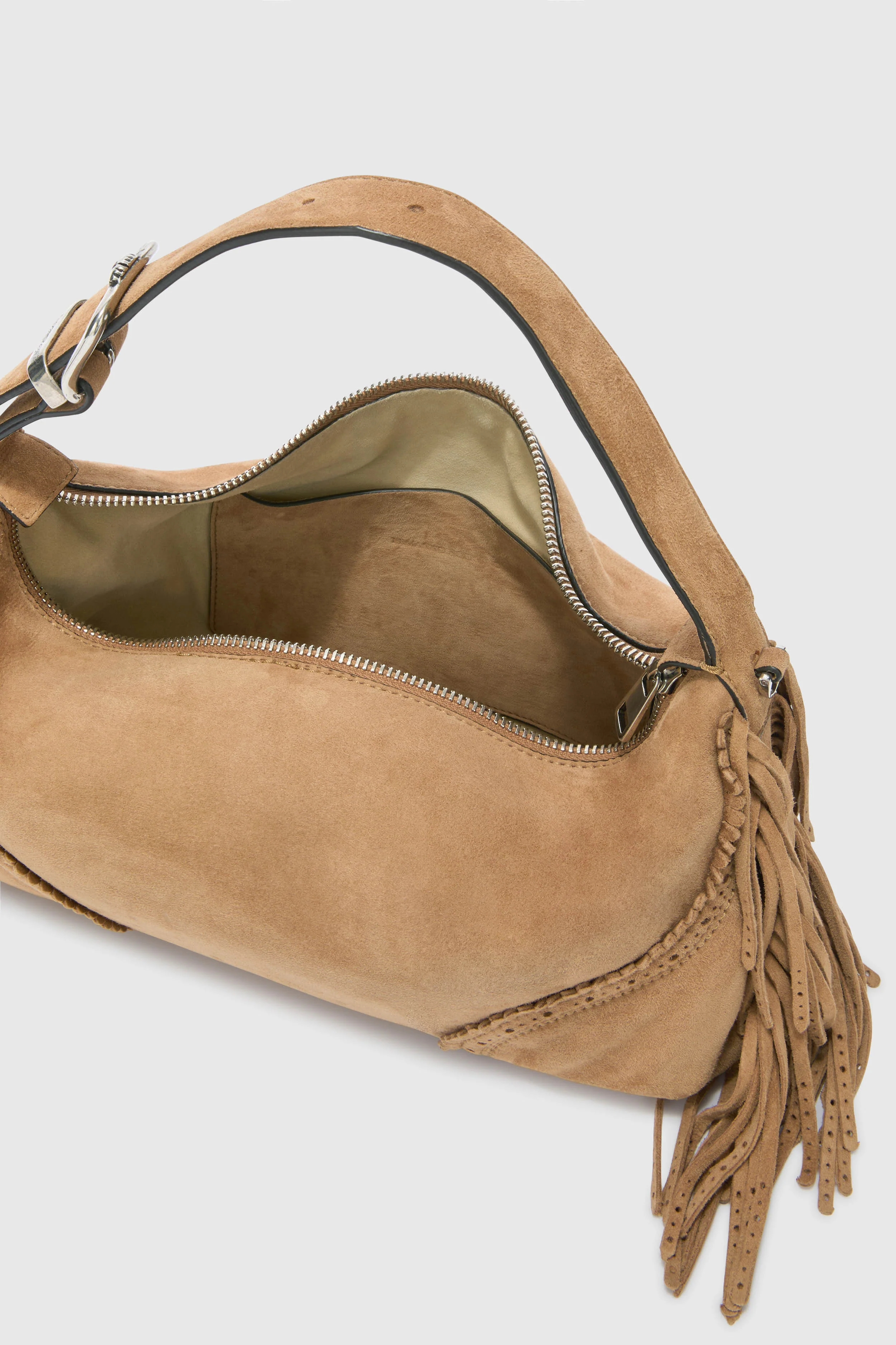 Candy Duffle in taupe suede - Image 4