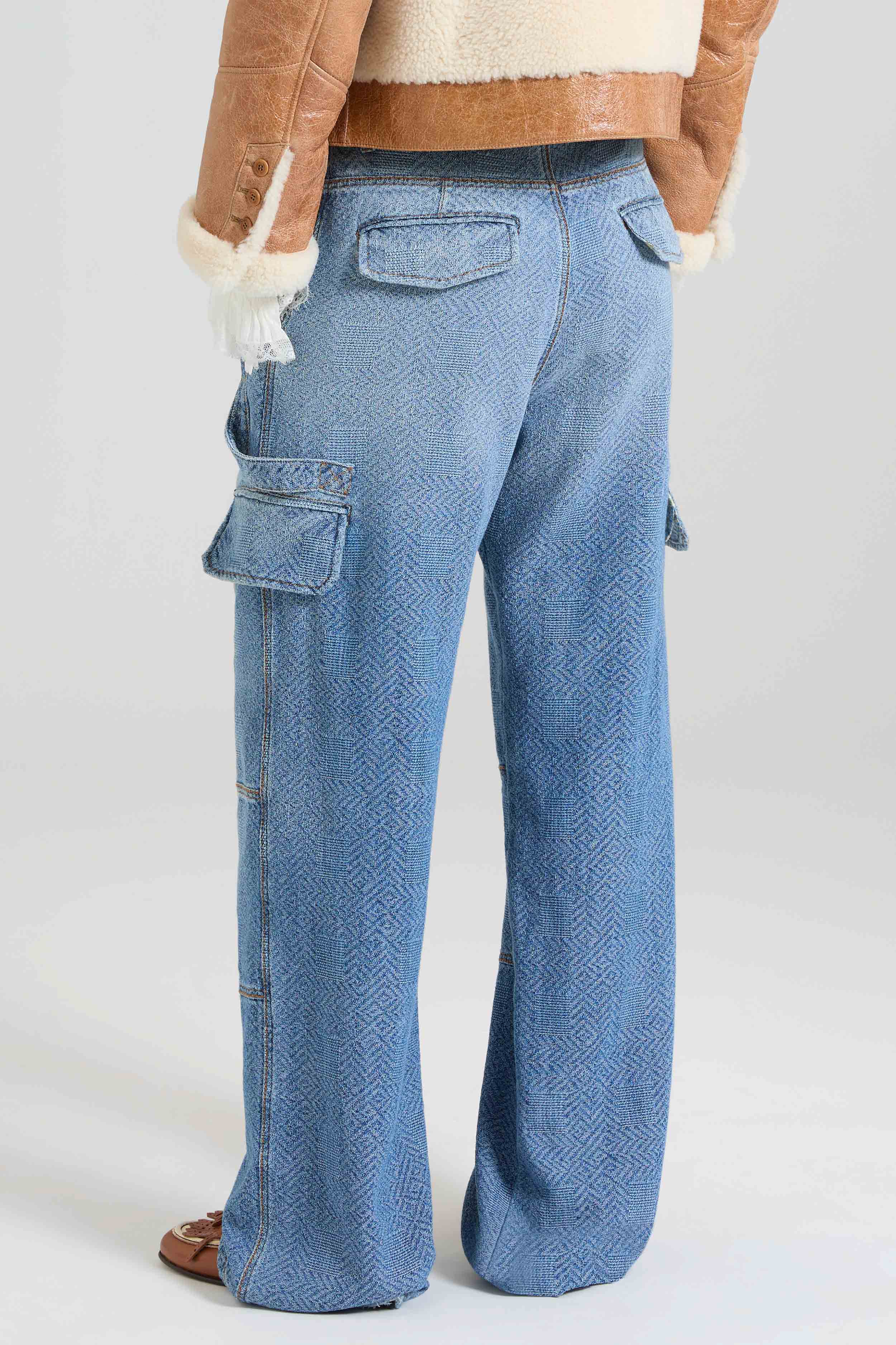 Cargo Jeans in Pure Cotton with Resca Pattern - Image 4