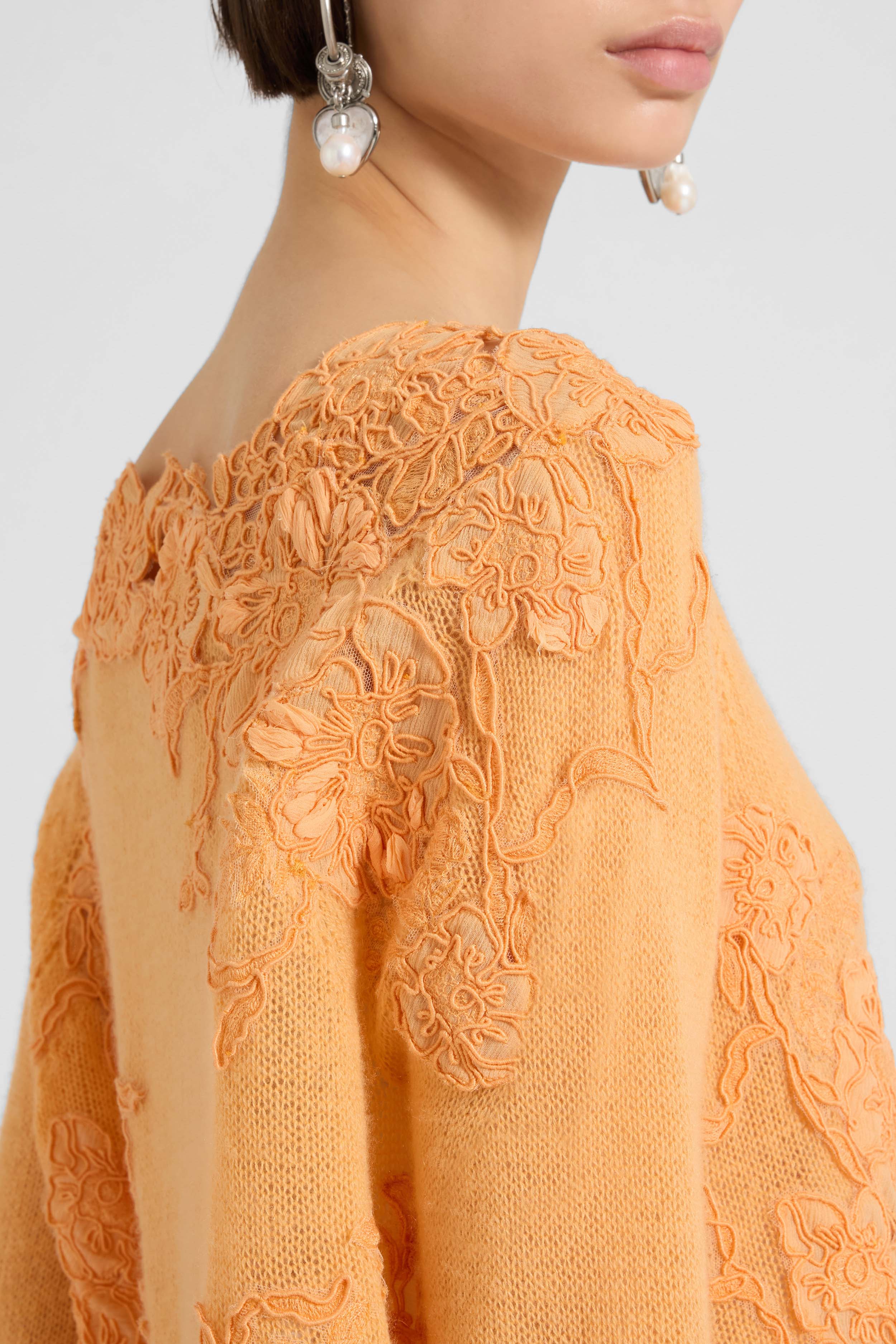 Cashmere sweater with hand-applied floral lace - Image 4