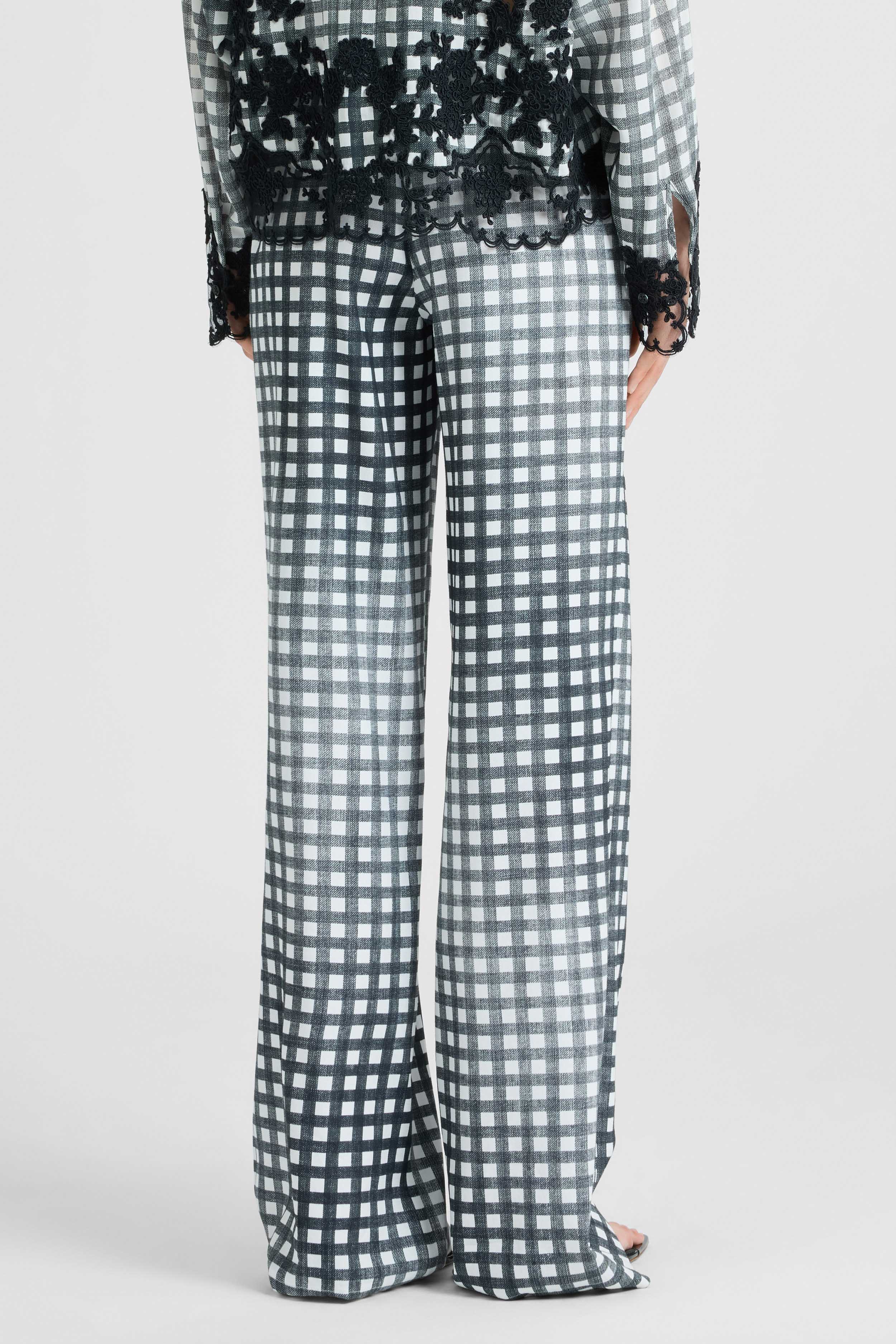 Classic Pajama-Style Trousers in Viscose with Vichy Print - Image 5