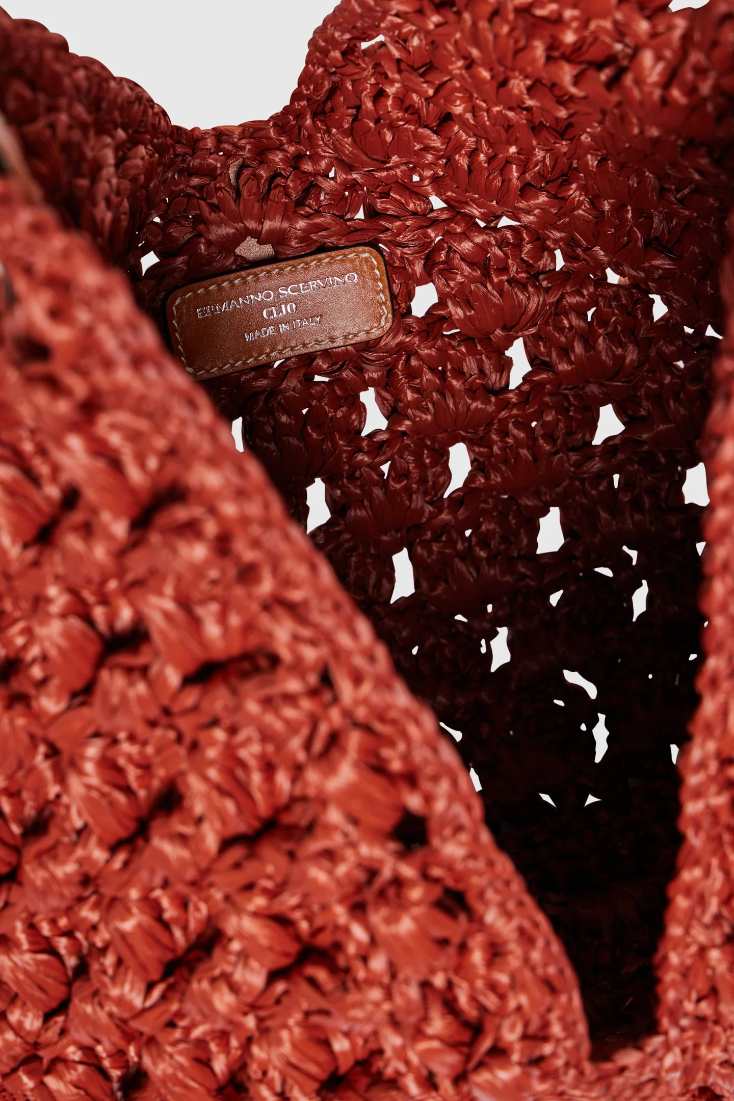 Clio bag in raffia color leather with bamboo handle - Image 6
