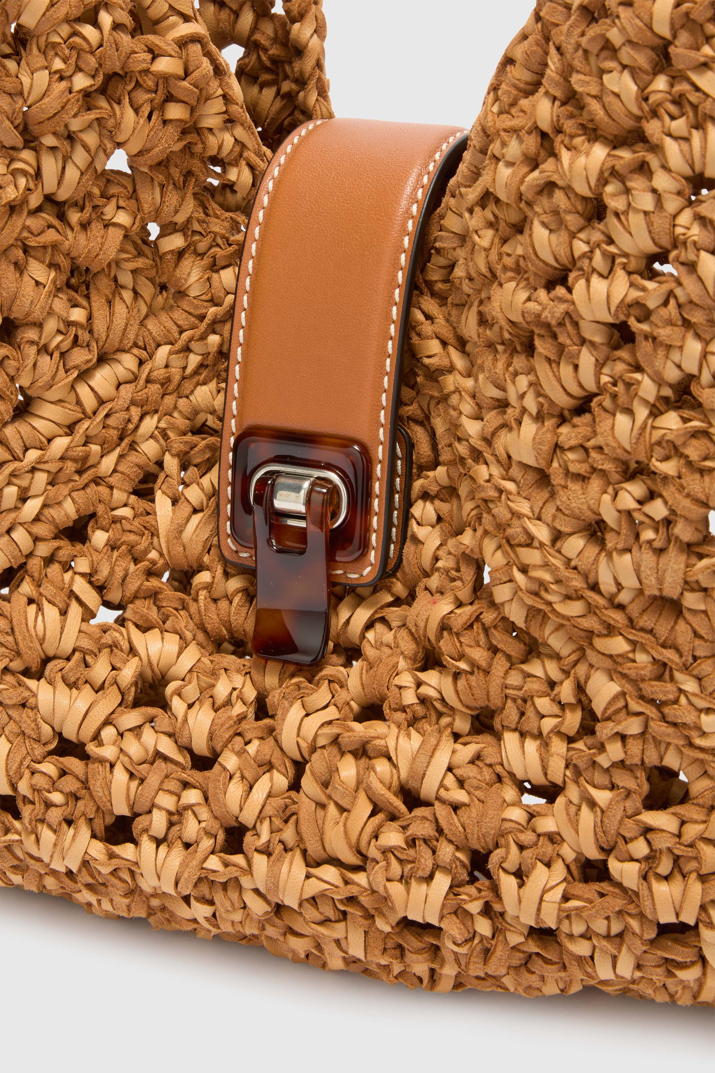 Clio bag in suede braid color chestnut with bamboo handle - Image 3