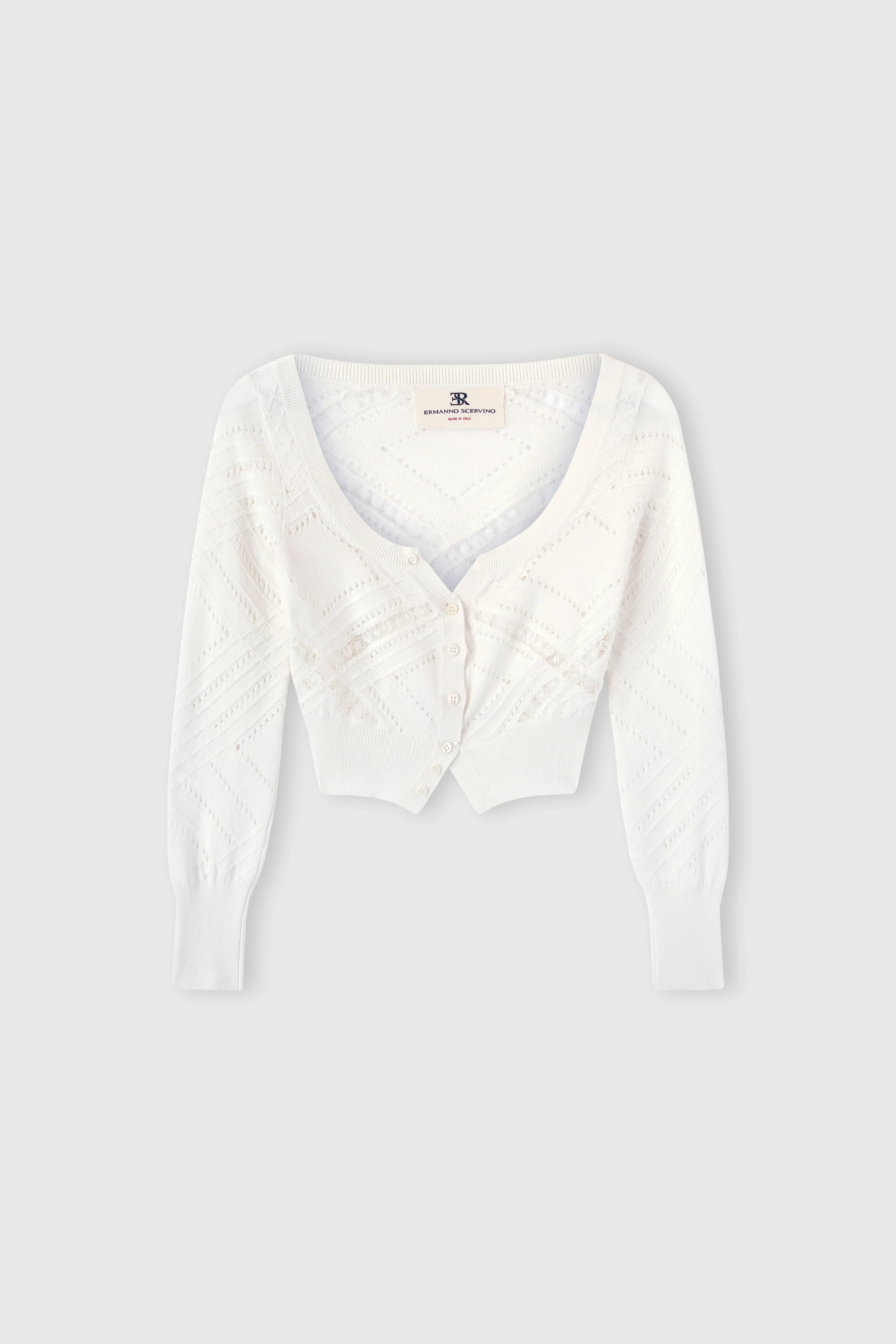 Cropped long-sleeve cardigan with V-neck