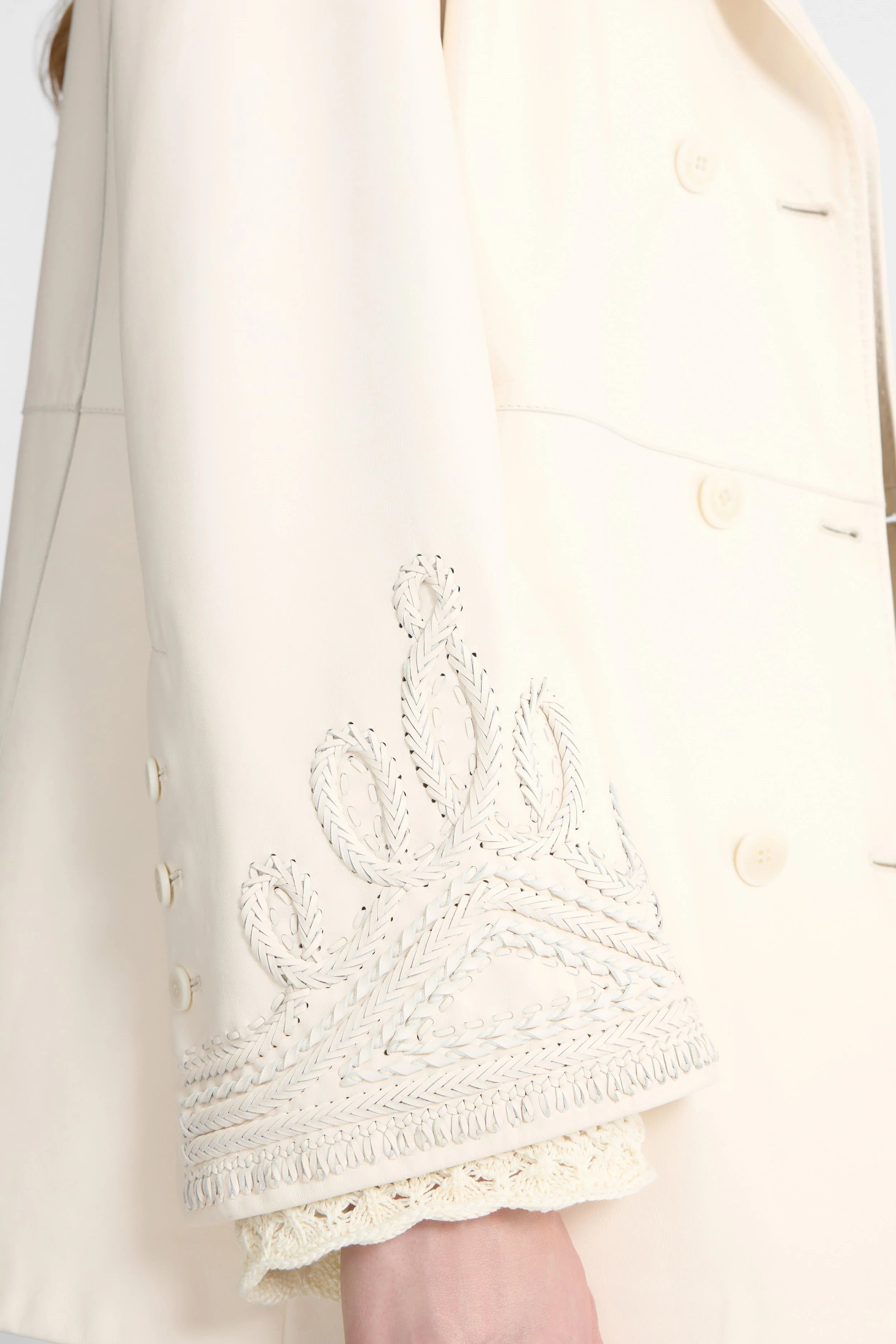 Double-Breasted Nappa Leather Jacket with Handcrafted Embroidery - Image 5