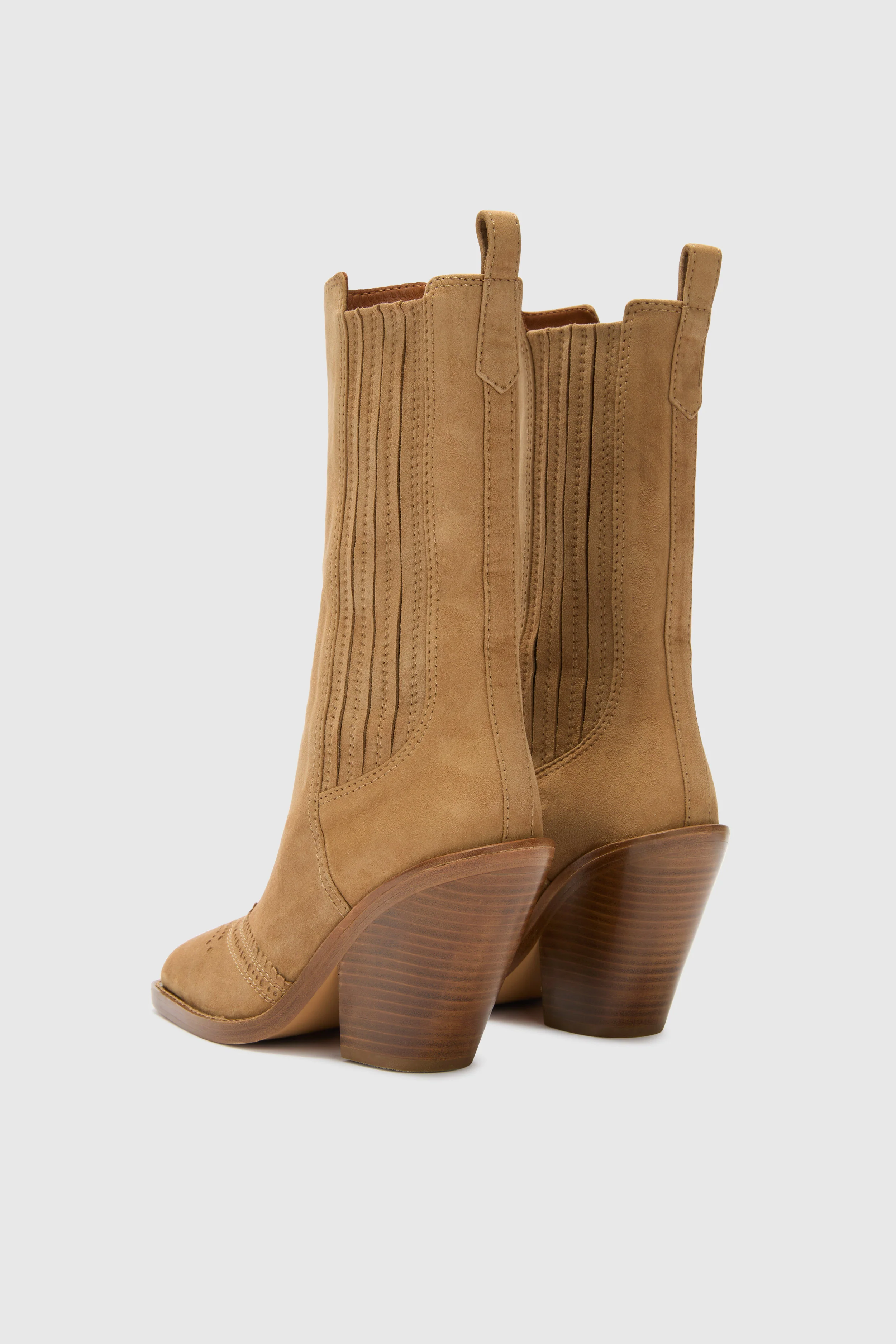 Elasticated suede western ankle boot with brogue details - Image 3