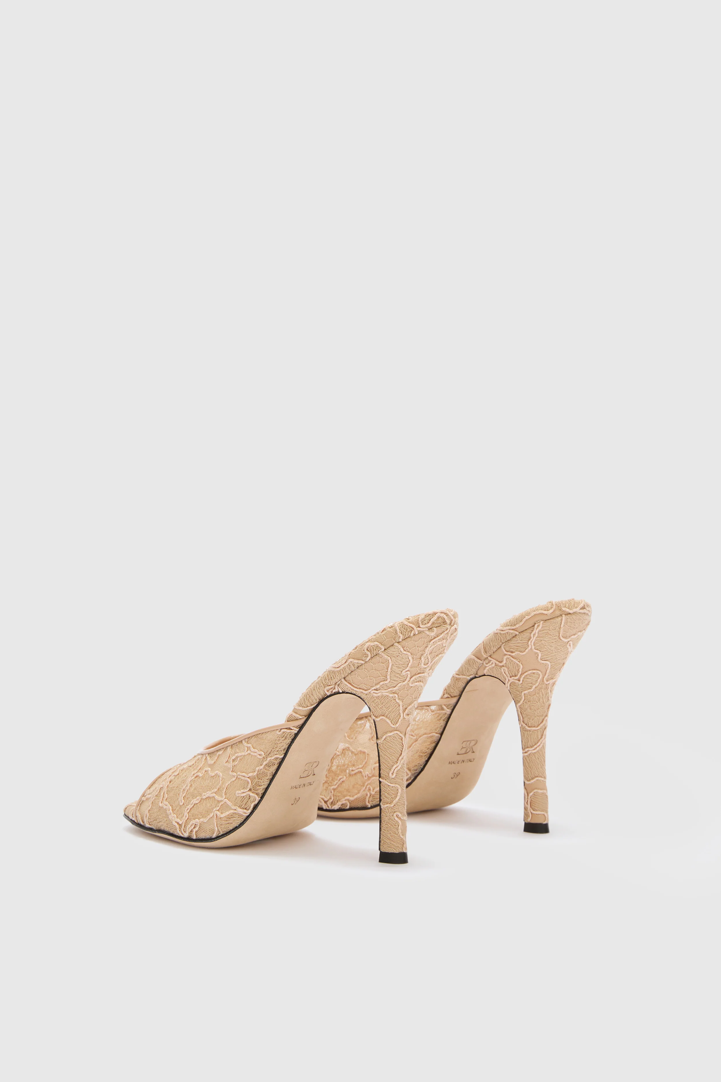 Floral rebrodé lace mule with 11 cm heel - Image 4