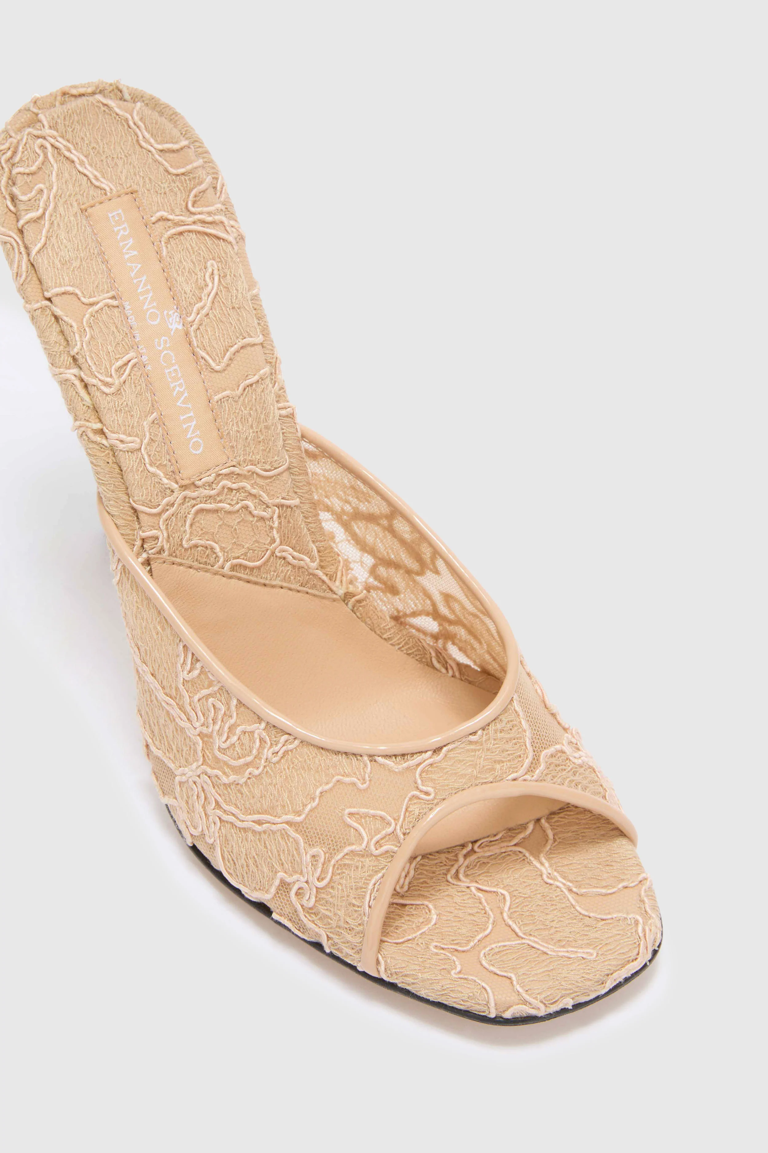 Floral rebrodé lace mule with 11 cm heel - Image 5