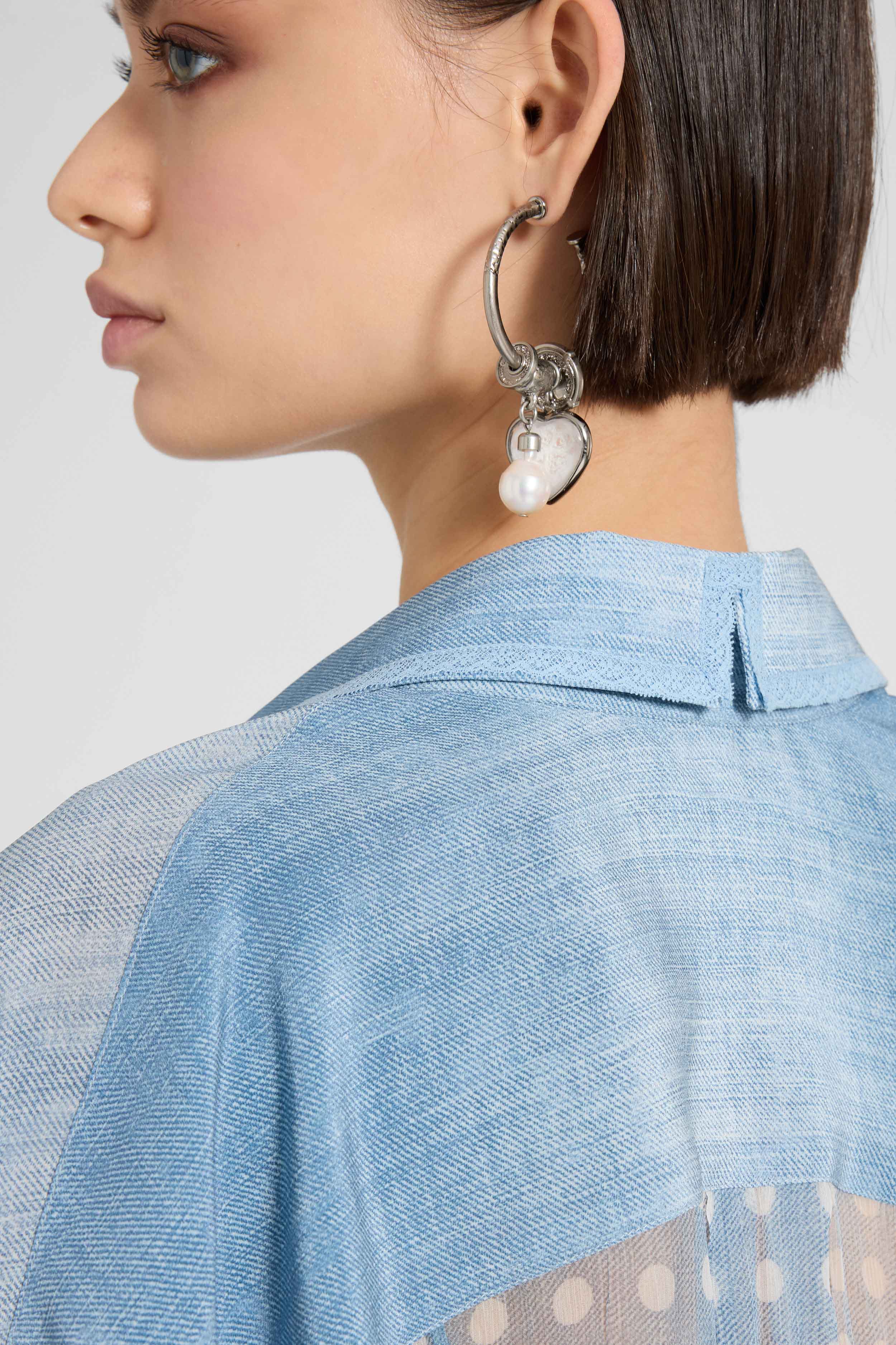 Hoop earrings with pearls, coins, and heart charm - Image 2