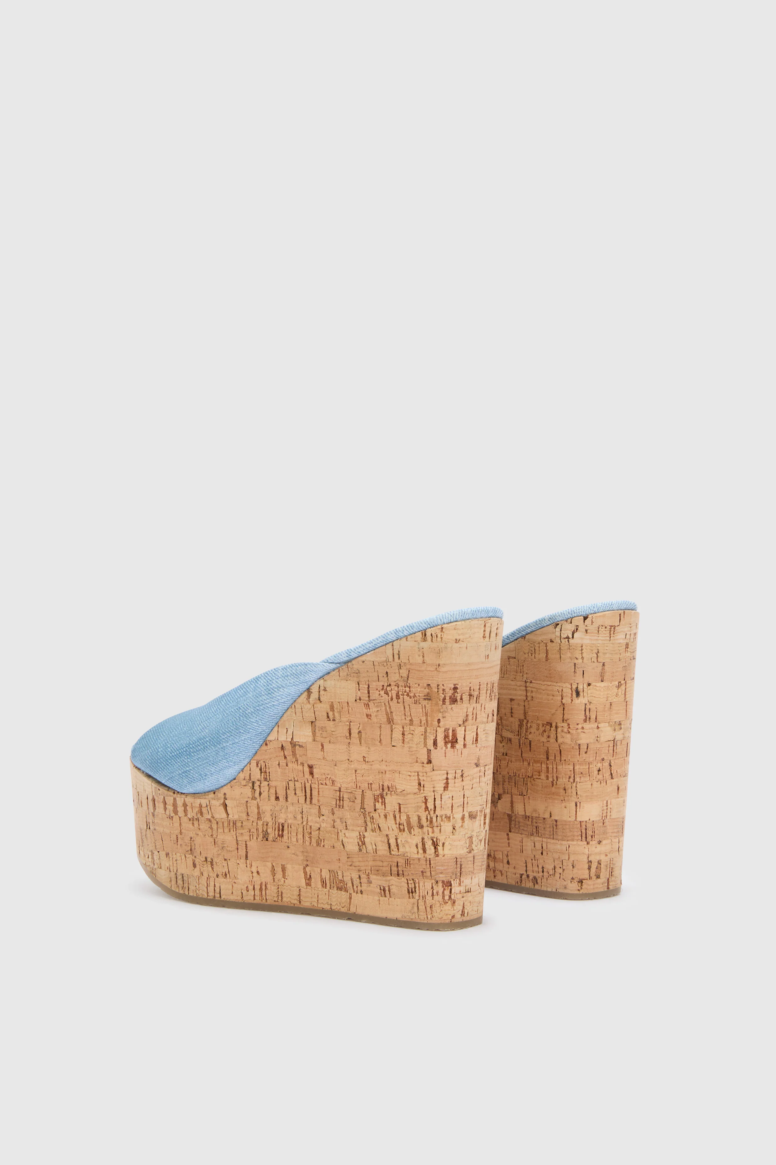 Jeans-print marocain wedge open toe sandal - Image 4