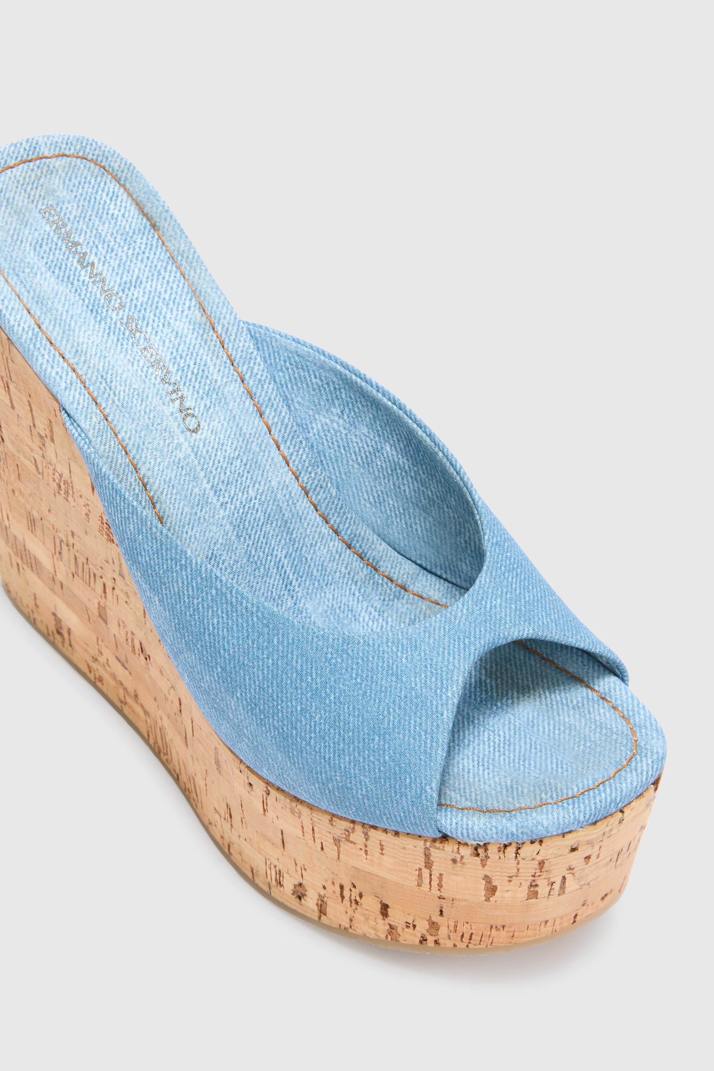 Jeans-print marocain wedge open toe sandal - Image 5