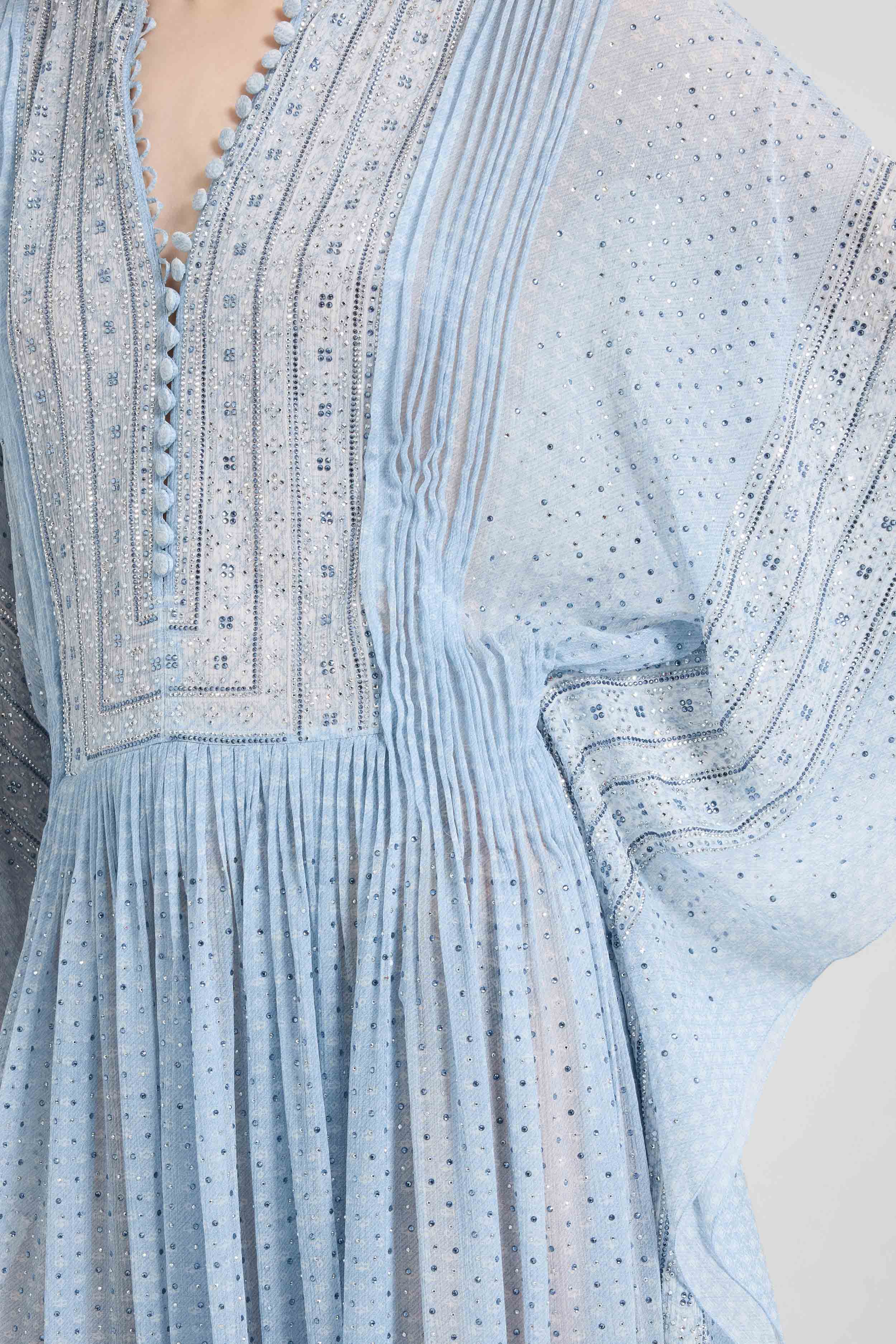 Kaftan in printed silk with hand-applied crystals - Image 4