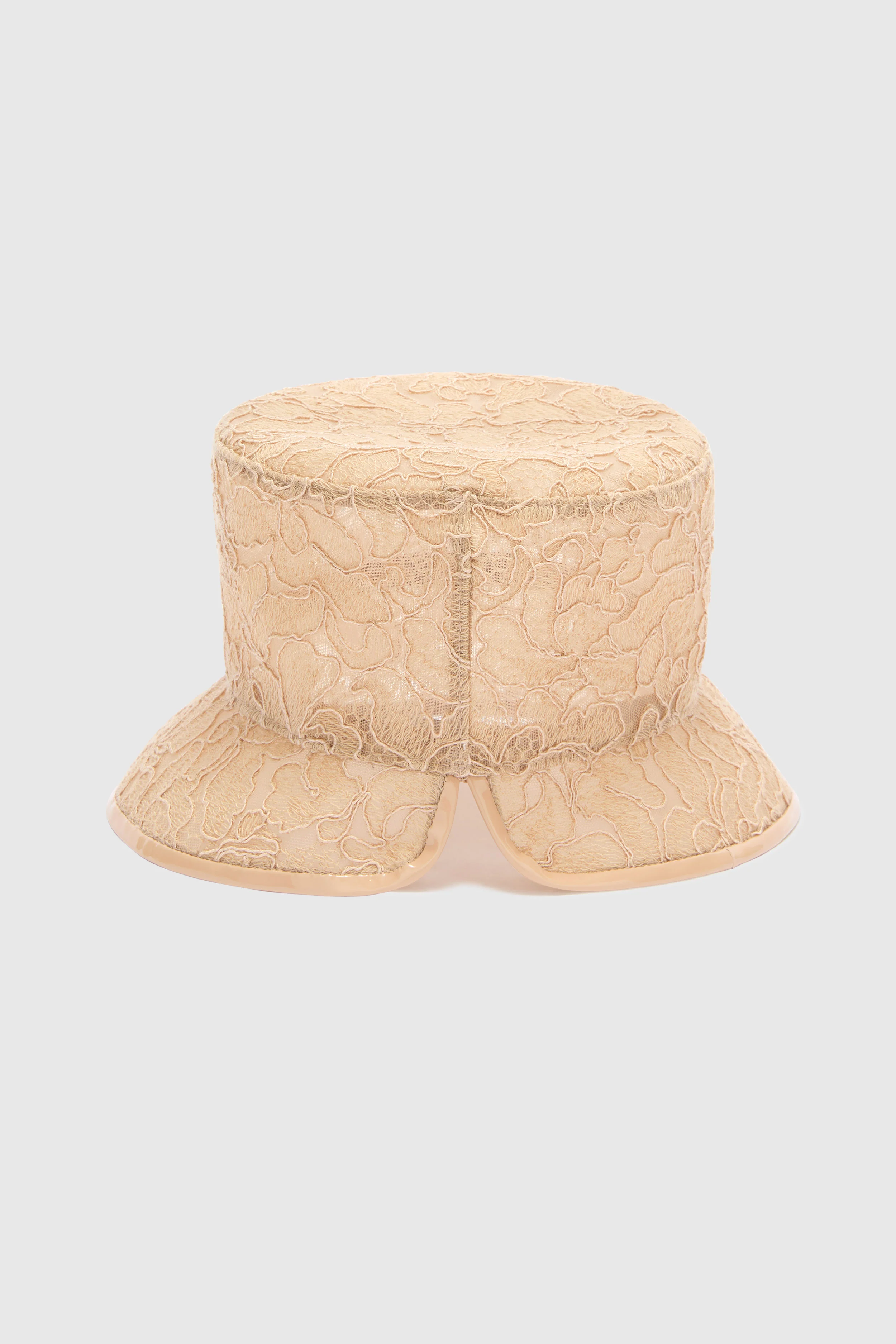 Lace bucket hat with mesh and patent trim - Image 3