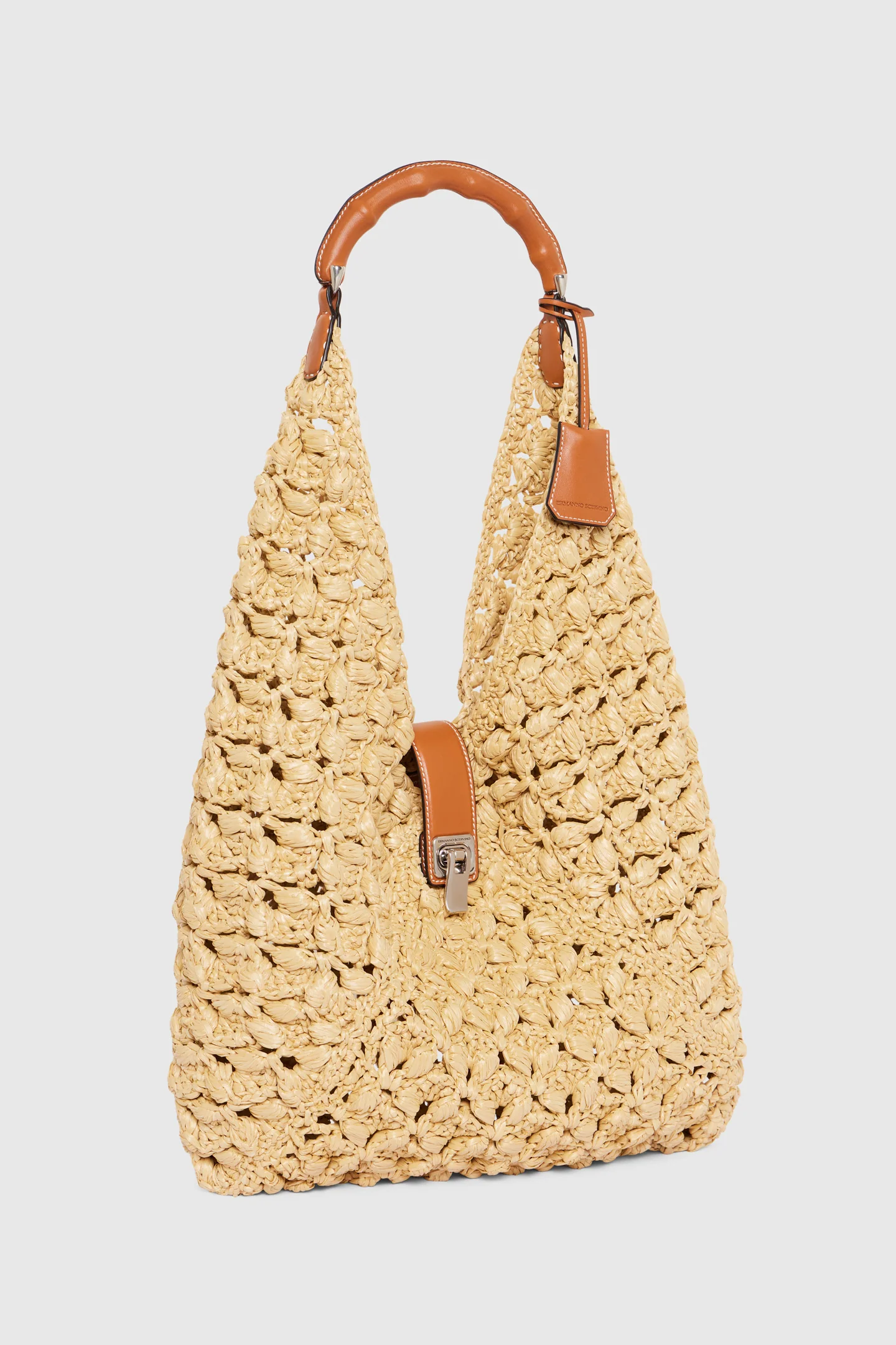 Large Clio bag in natural raffia with bamboo handle - Image 3