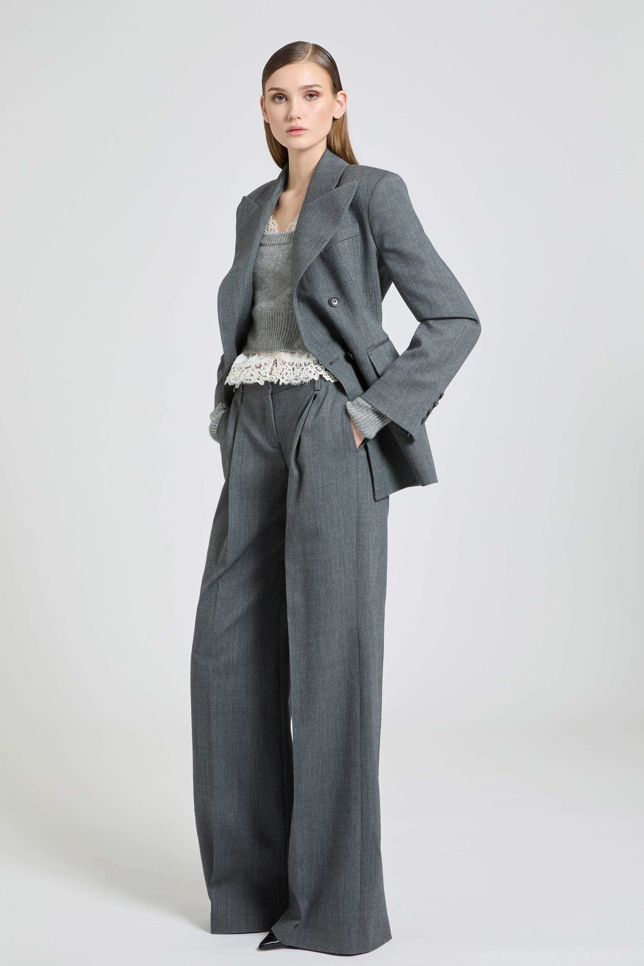 Layer-effect cashmere sweater with lingerie-inspired details - Image 2
