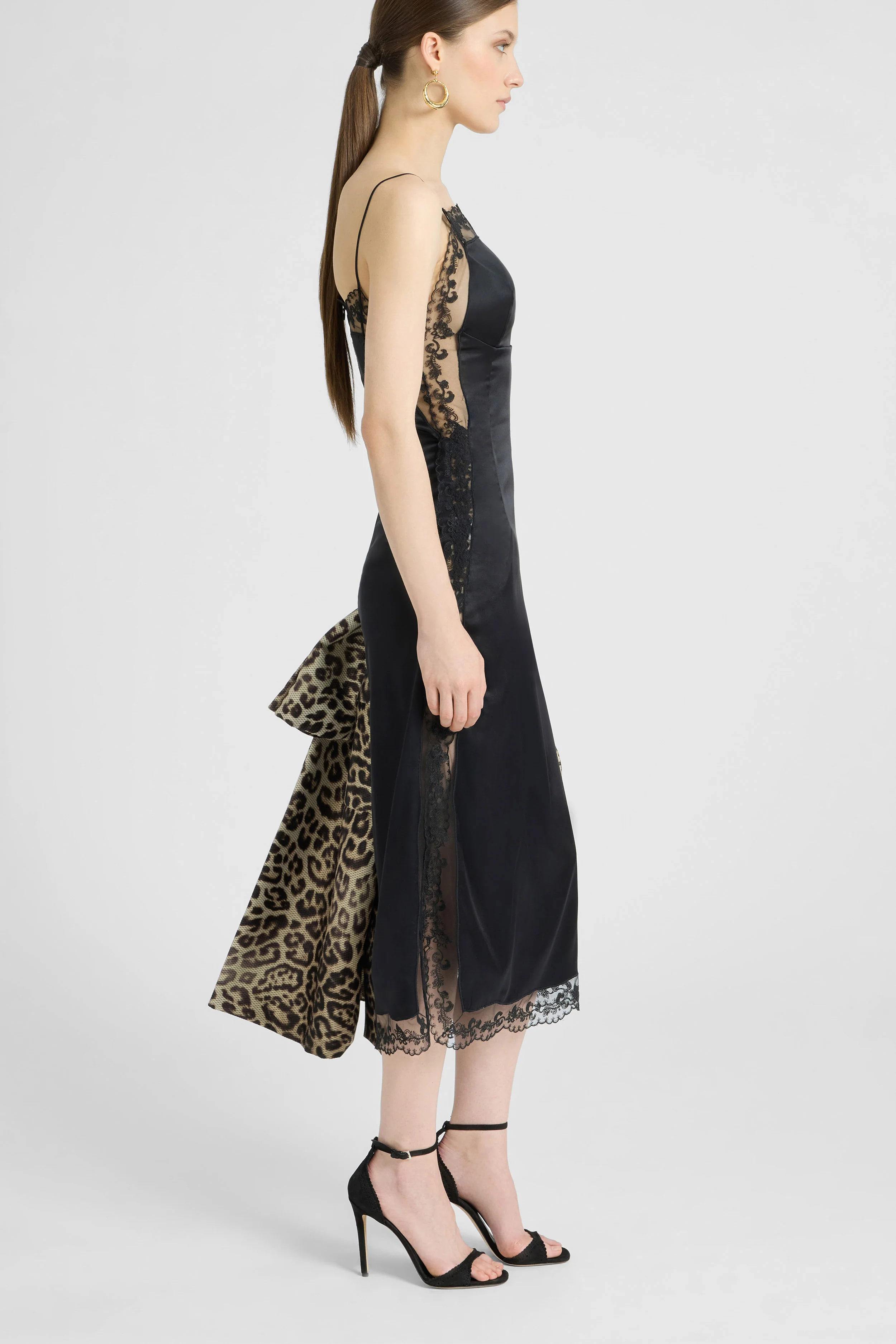 Lingerie-Style Dress in Stretch Silk with Lace Details - Image 4