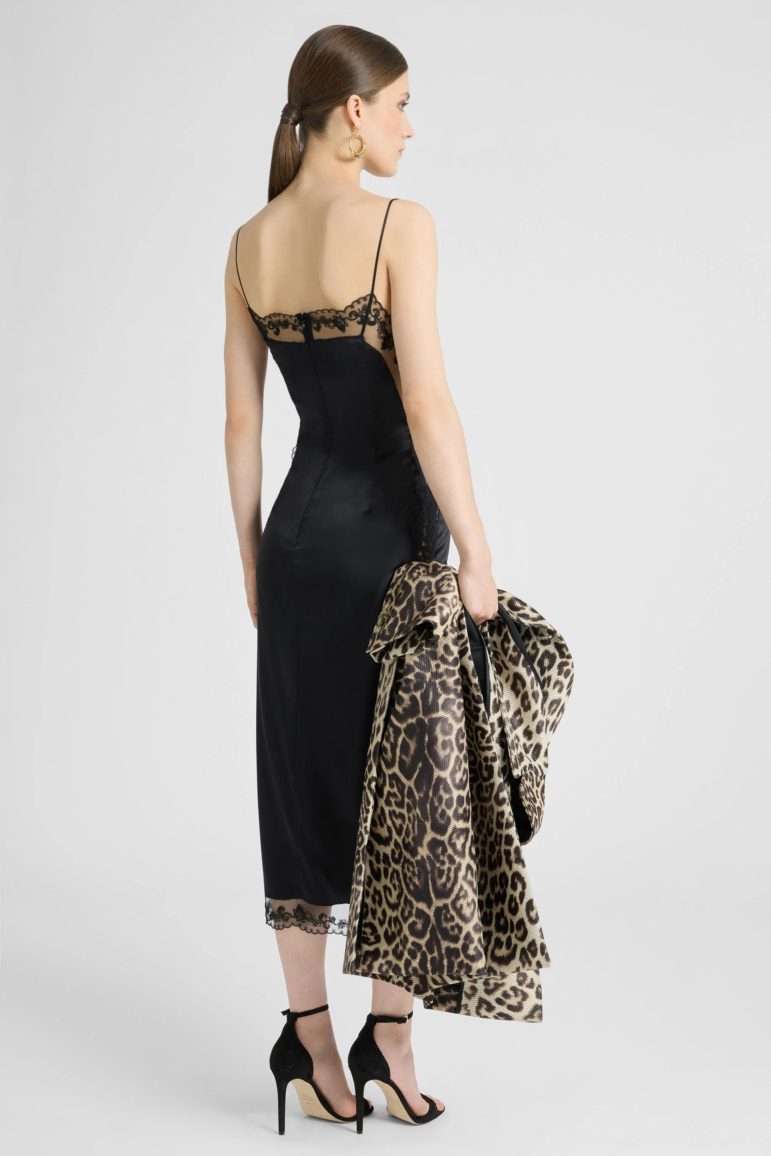 Lingerie-Style Dress in Stretch Silk with Lace Details - Image 5