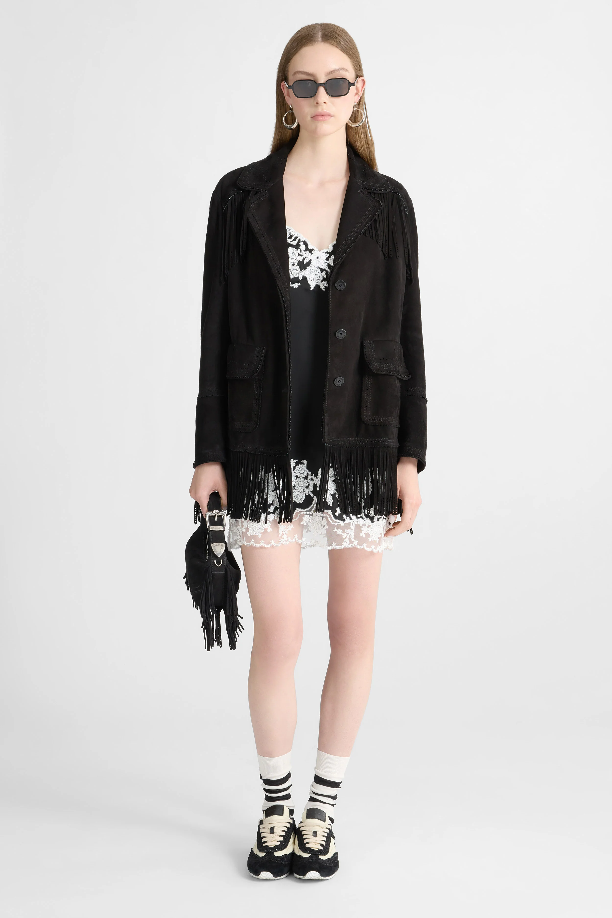 Lingerie-Style Dress in Stretch Viscose with Rebrodé Lace - Image 3