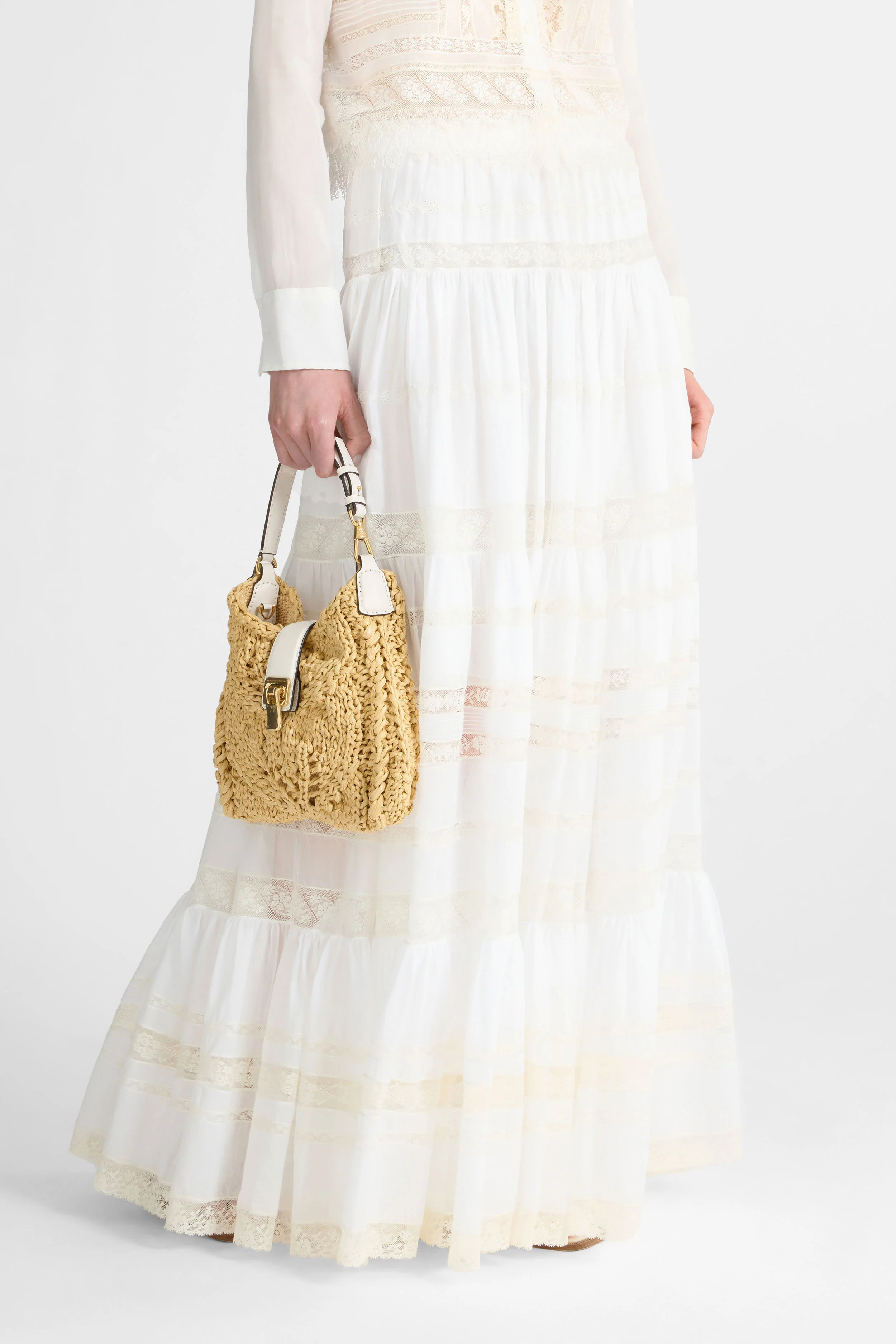 Long Cotton Muslin Skirt with Valencienne Lace - Image 3