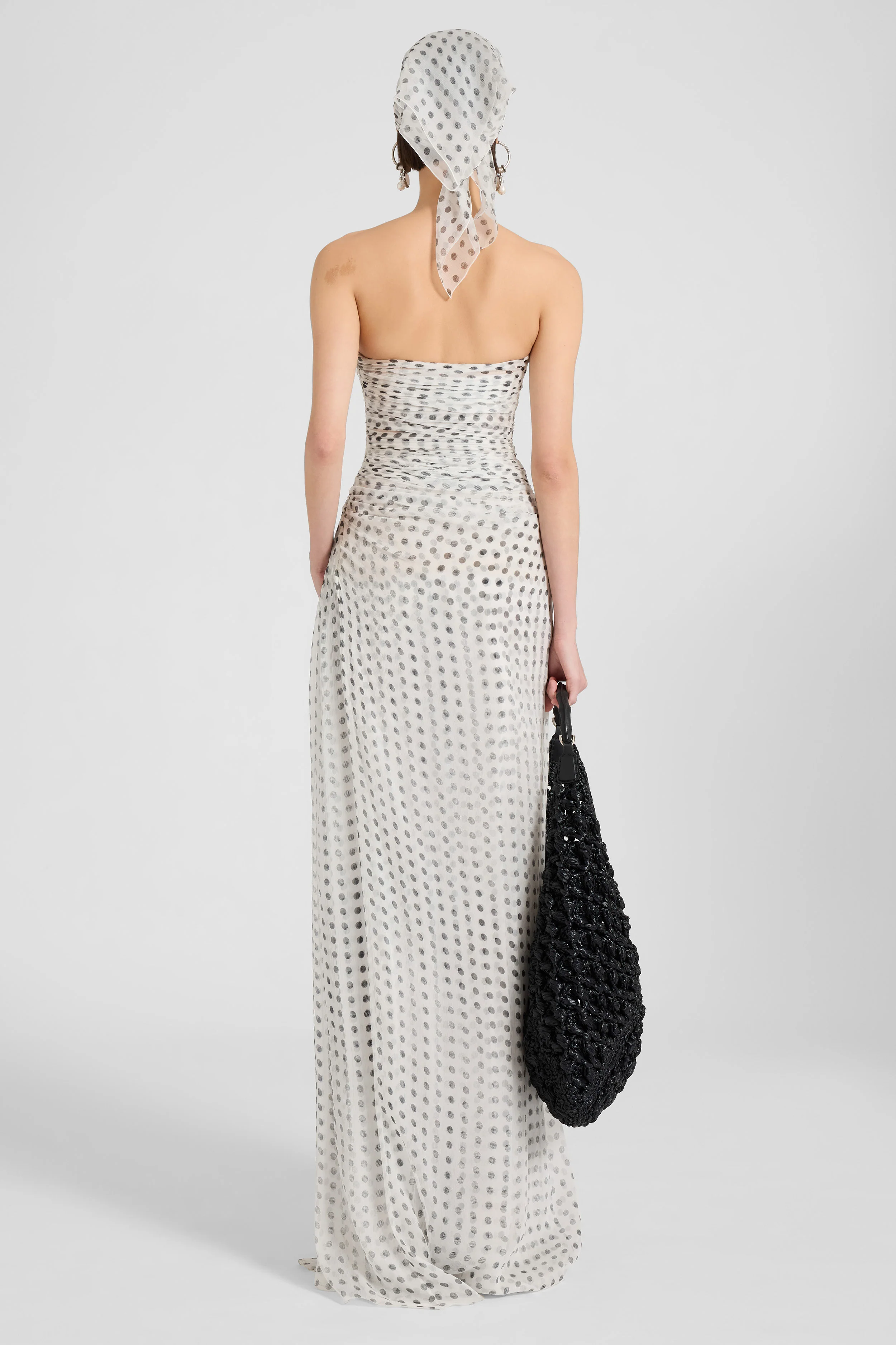 Long Draped Chiffon Silk Dress - Image 6
