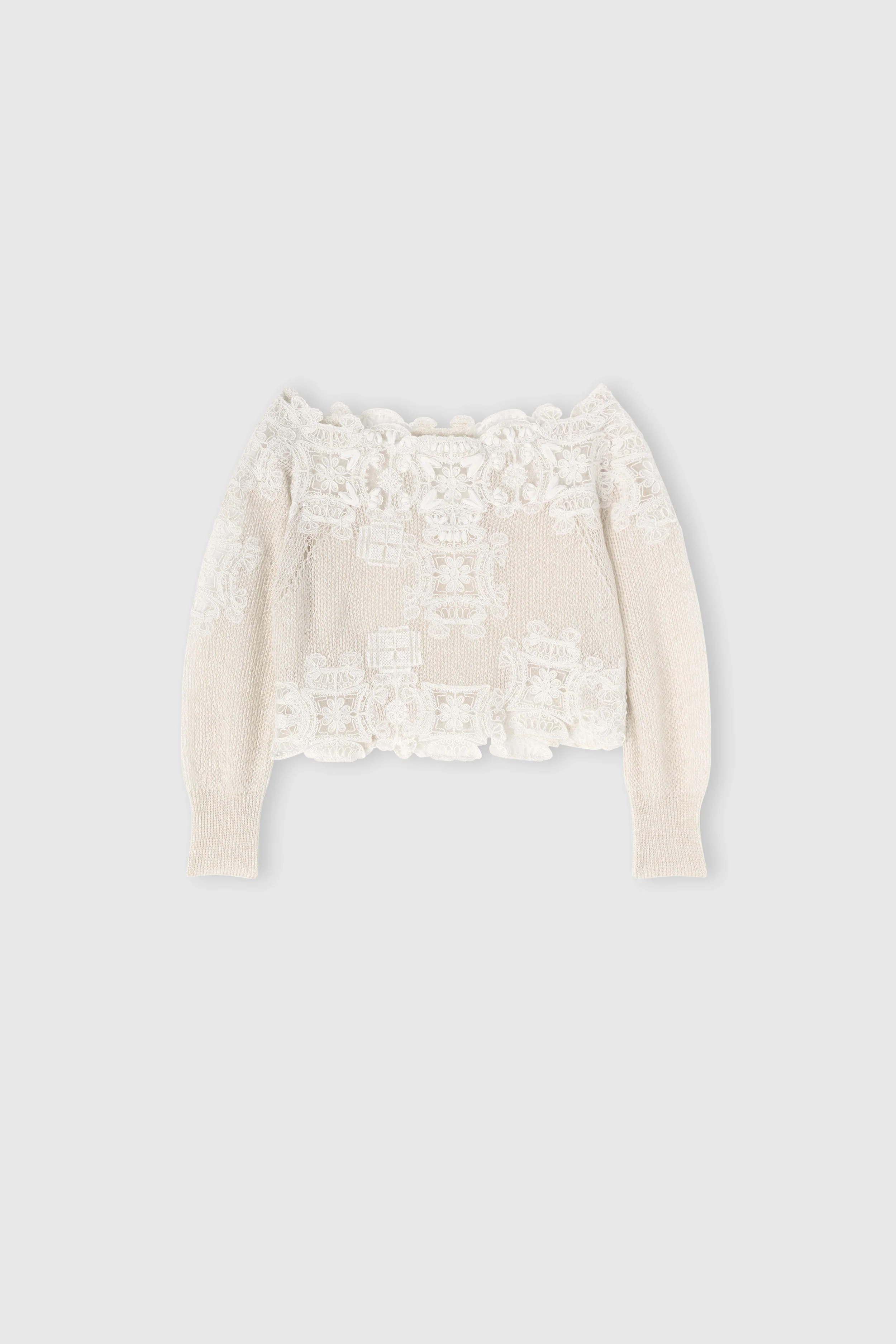 Long-sleeve sweater in cashmere and linen