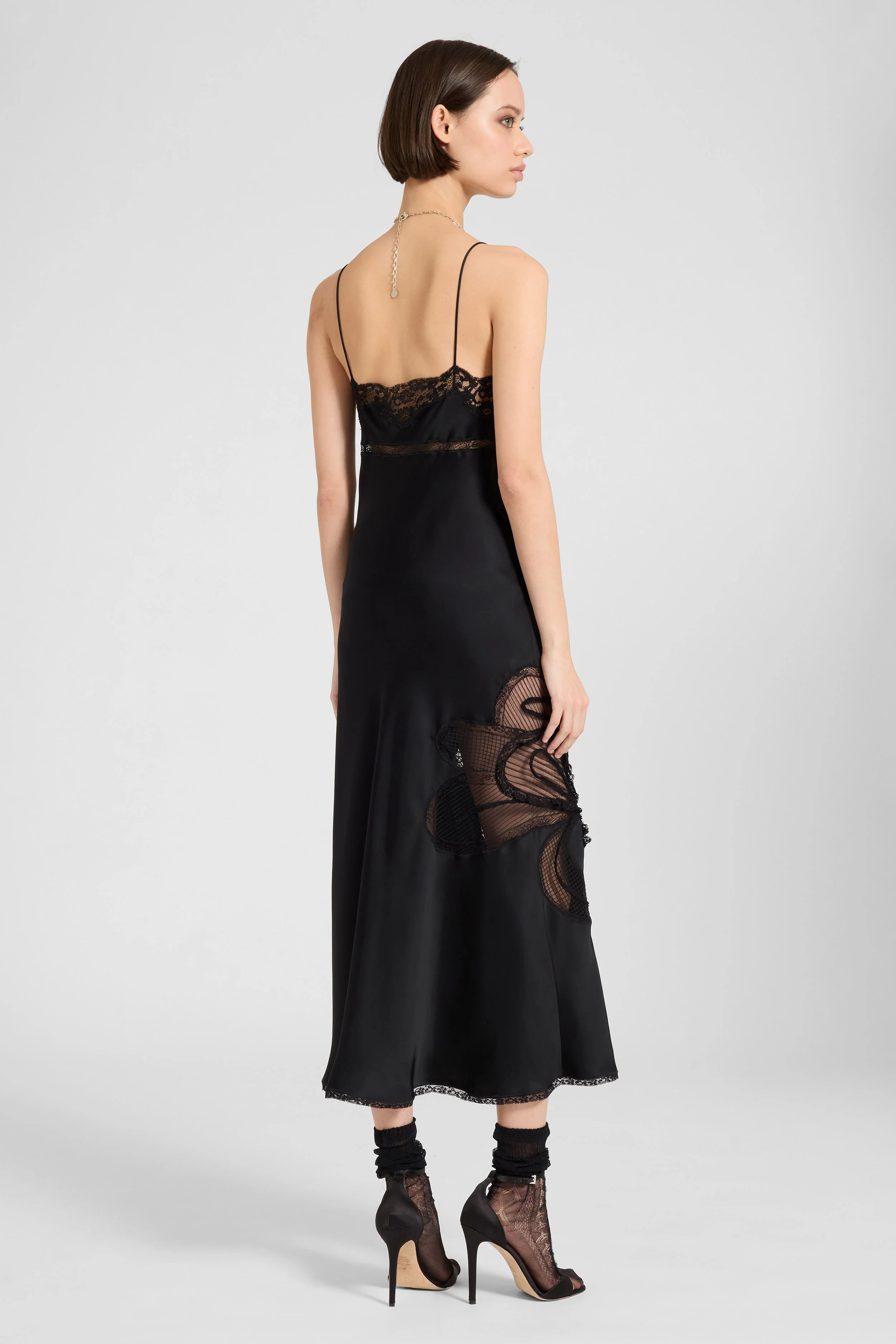 Midi lingerie-style dress in Valencienne lace - Image 5