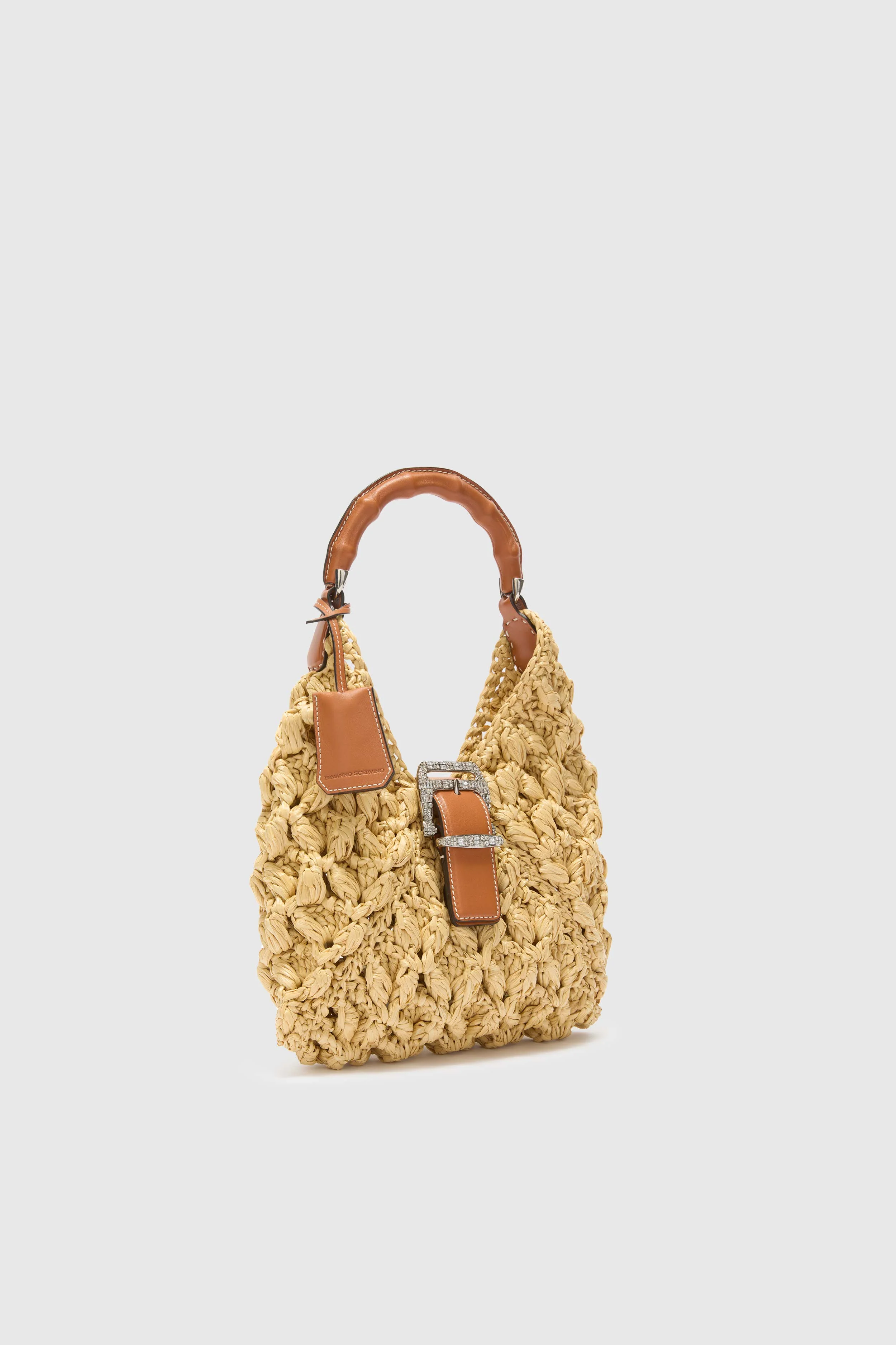 Mini Clio bag in natural raffia with bamboo handle - Image 3