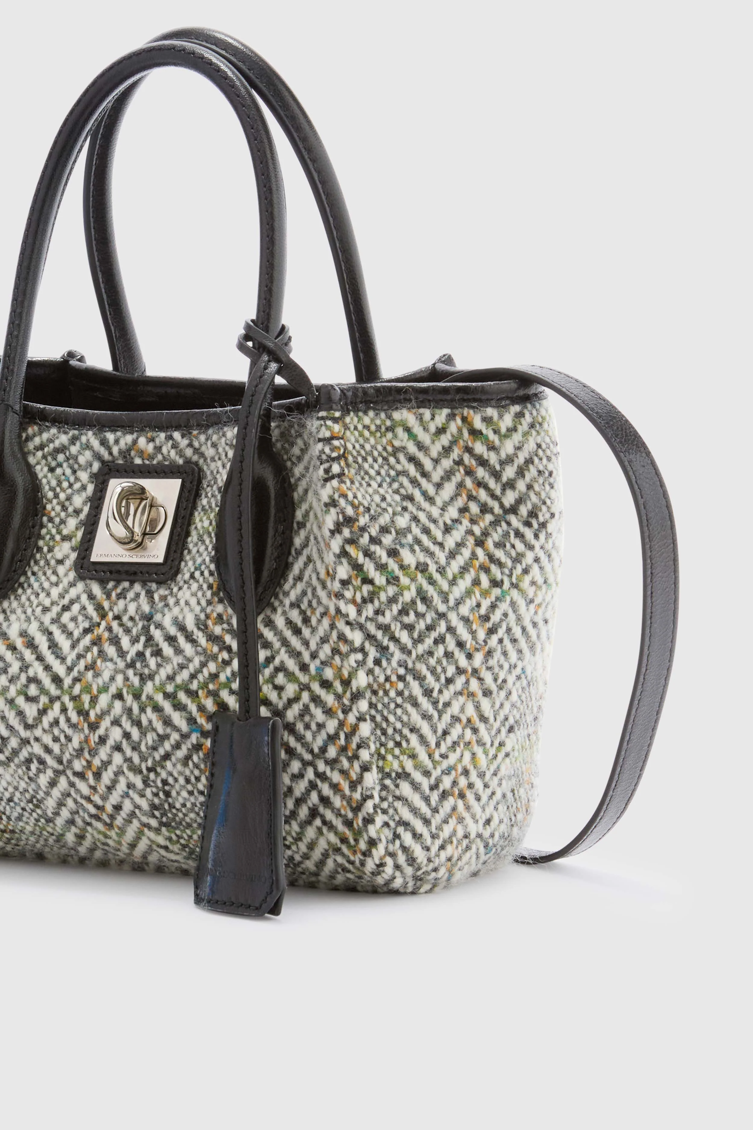 Mini Maggie bag in herringbone fabric and shearling leather - Image 4
