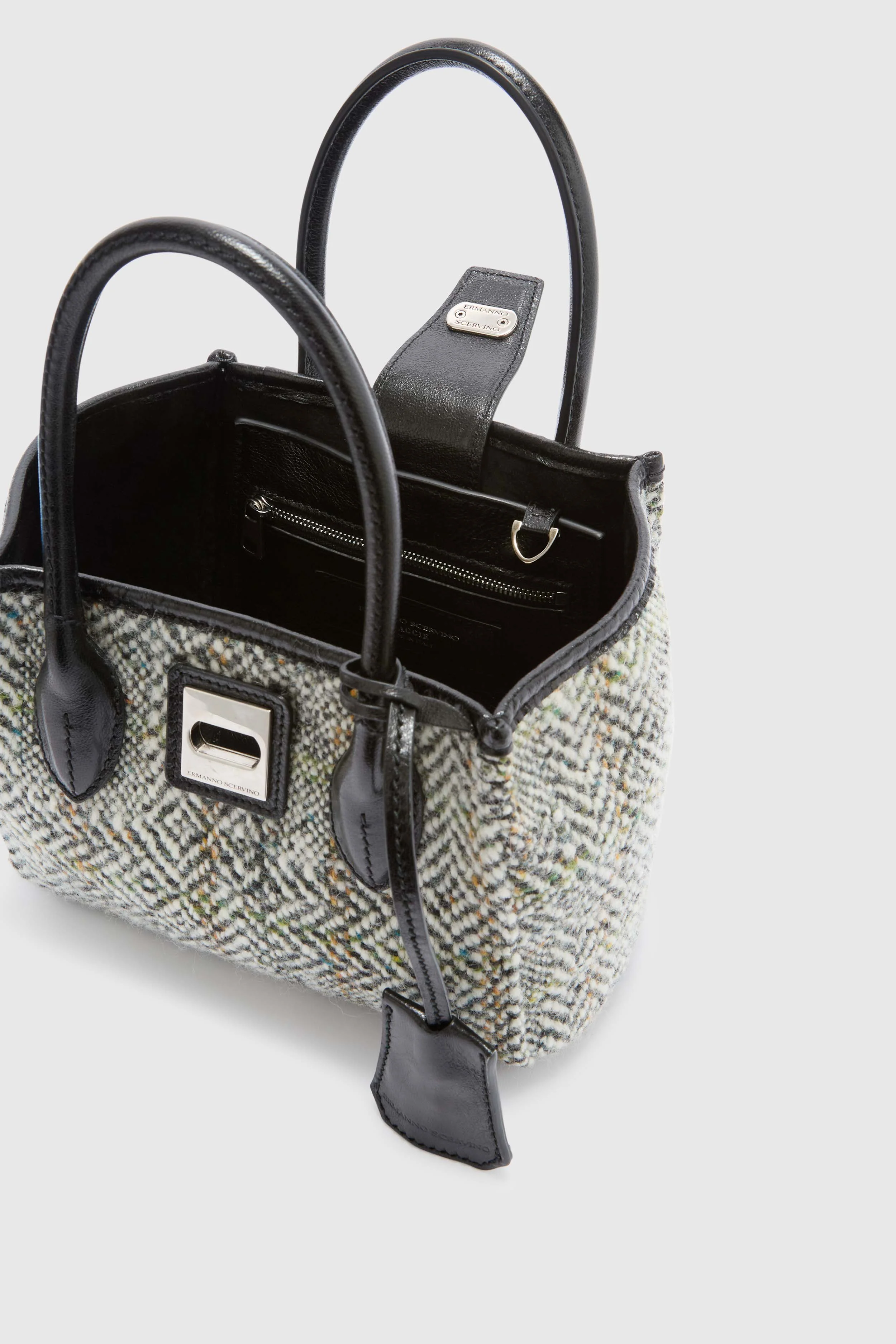Mini Maggie bag in herringbone fabric and shearling leather - Image 5