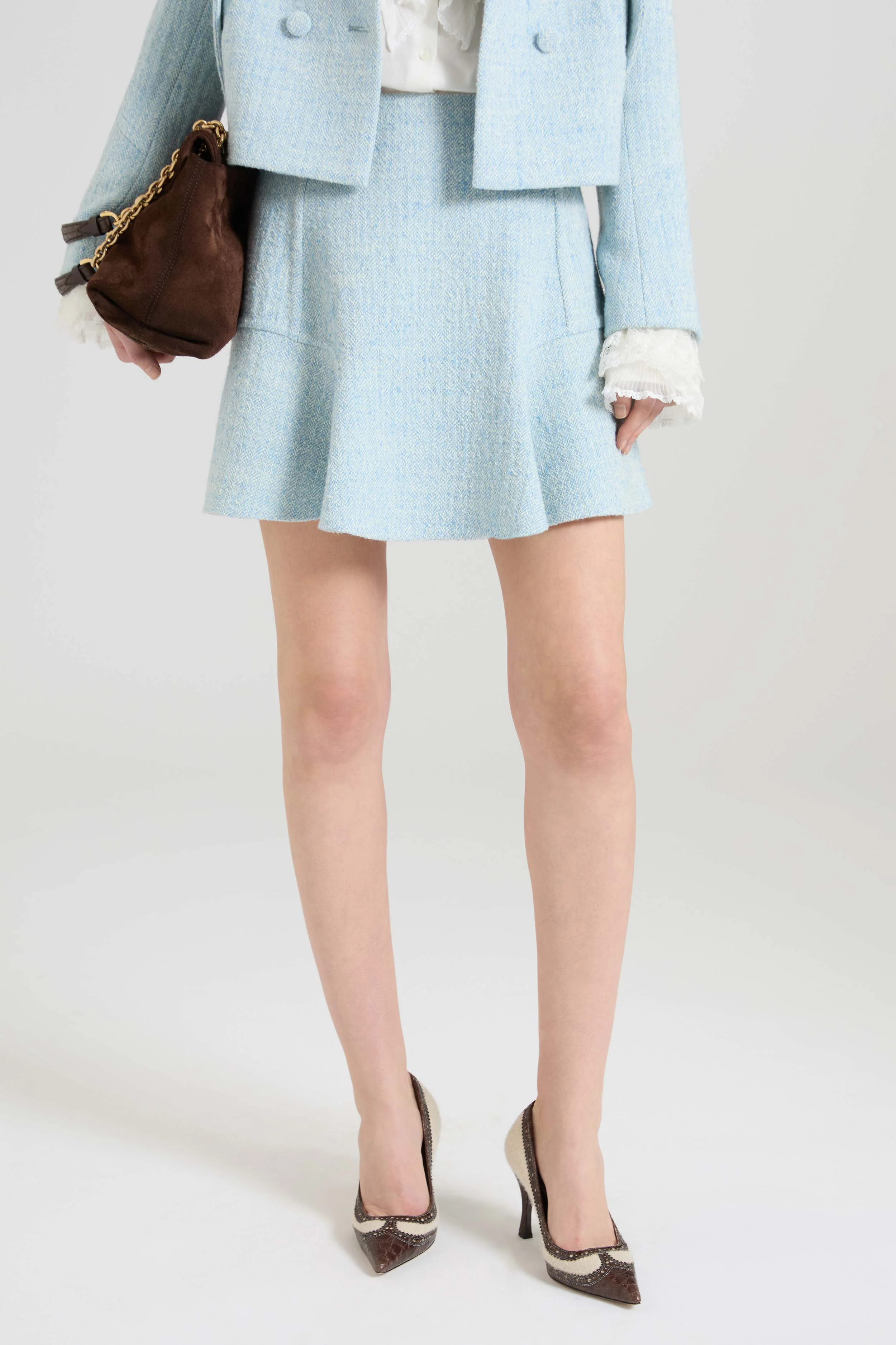 Mini skirt in medium-weight jacket wool with resca pattern - Image 3