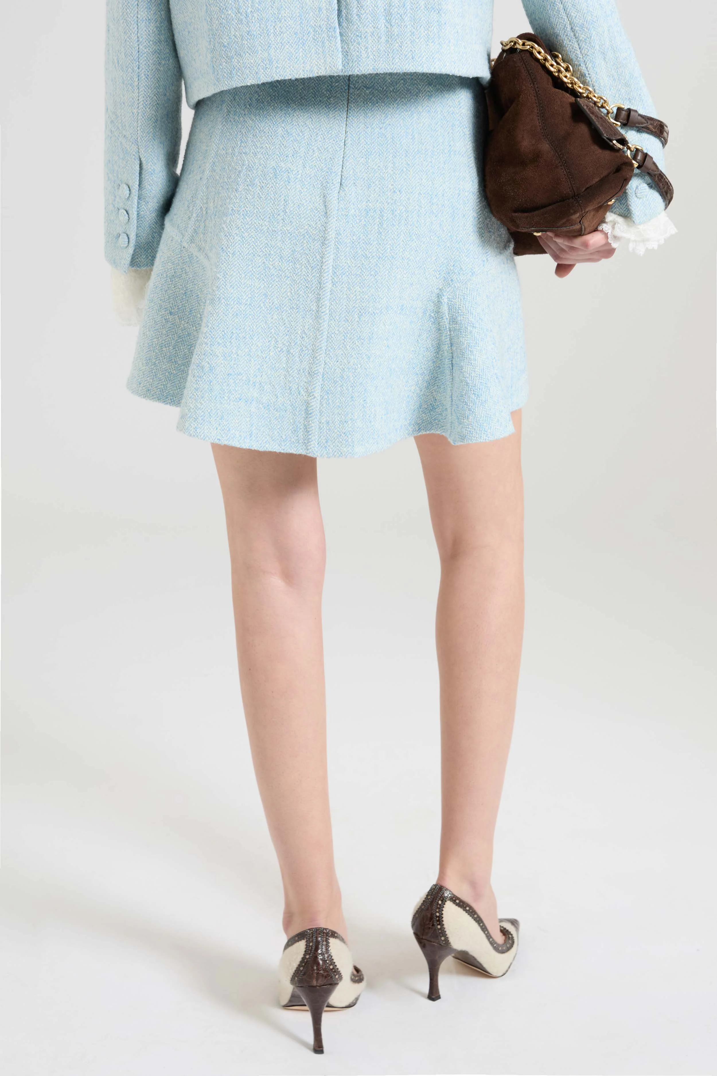 Mini skirt in medium-weight jacket wool with resca pattern - Image 5