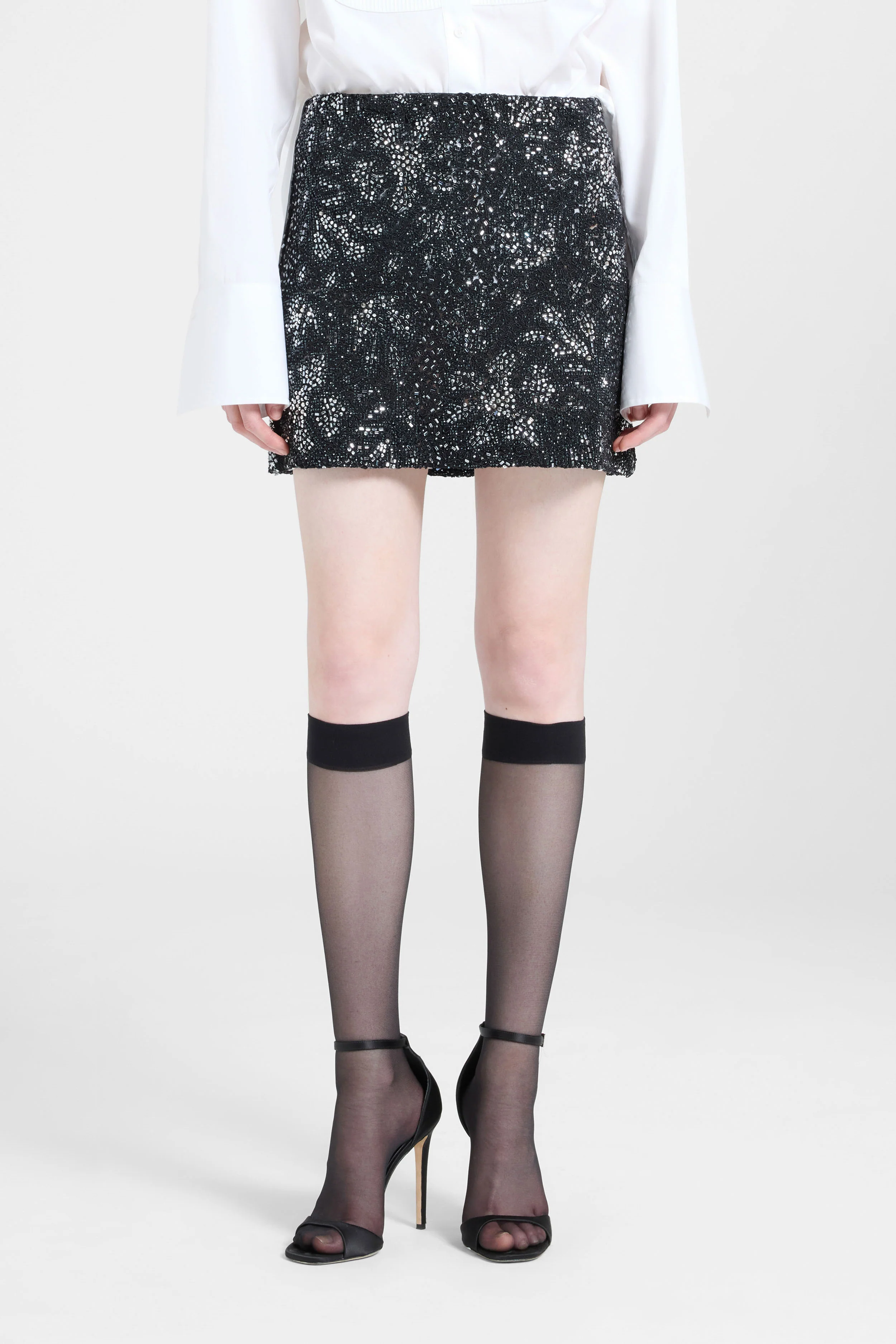 Mini skirt with hand-applied stones and crystals - Image 3