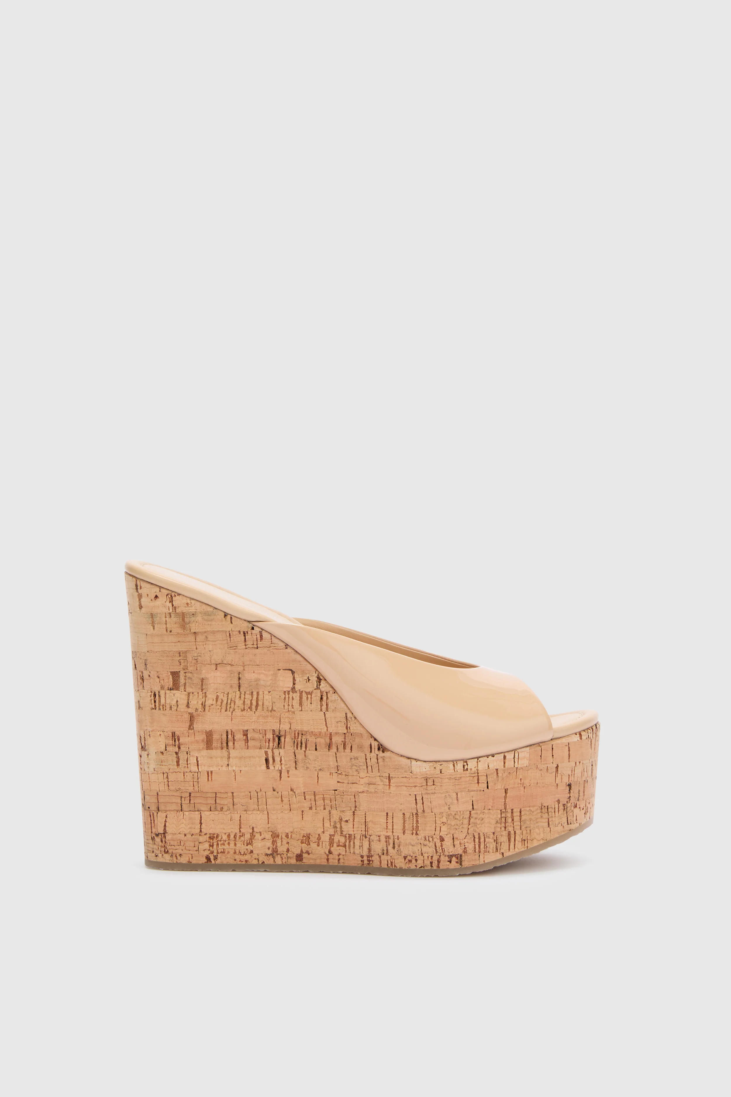 Nude smooth nappa wedge open toe sandal