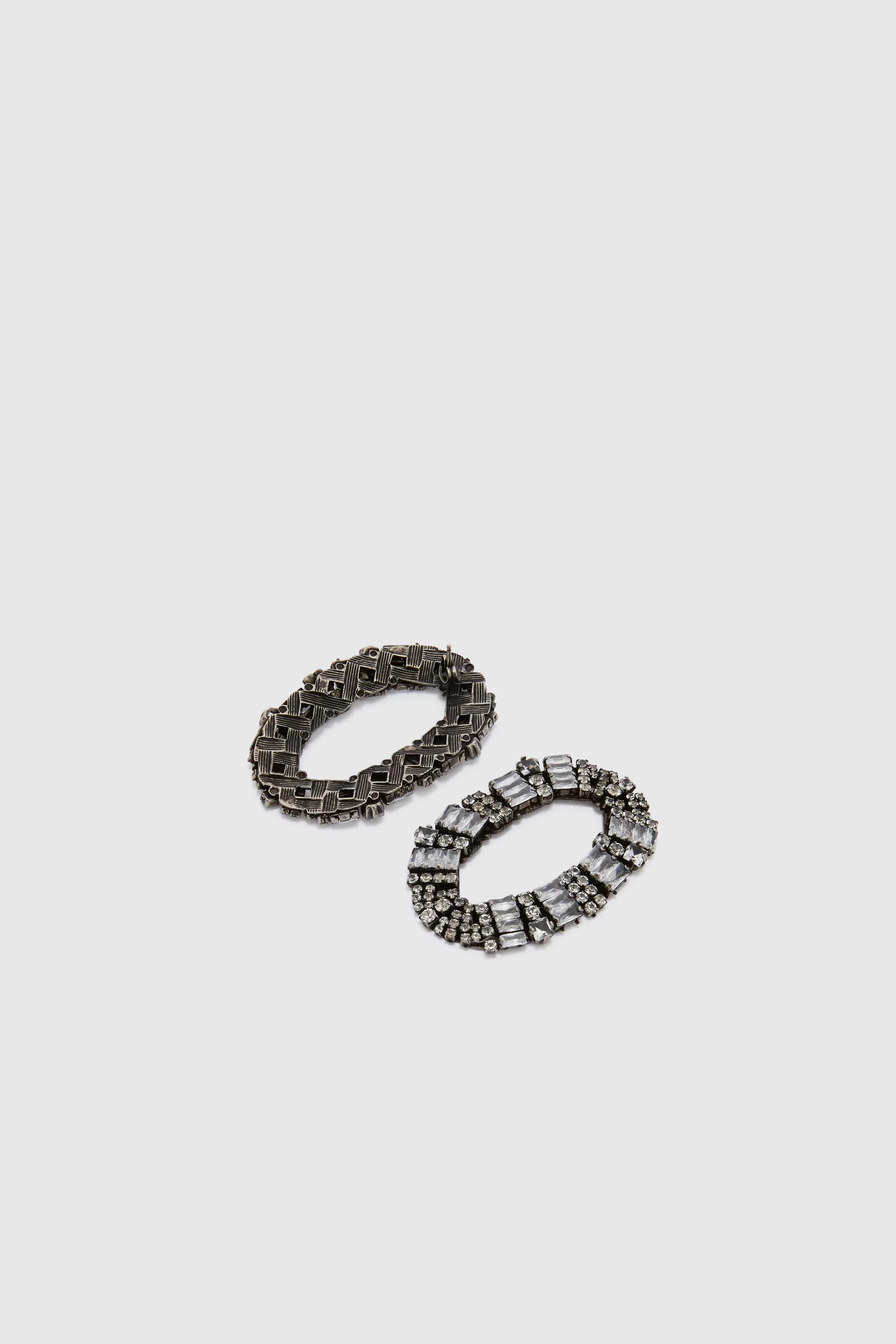 Oval clip-on earrings with micro crystal stones - Image 3