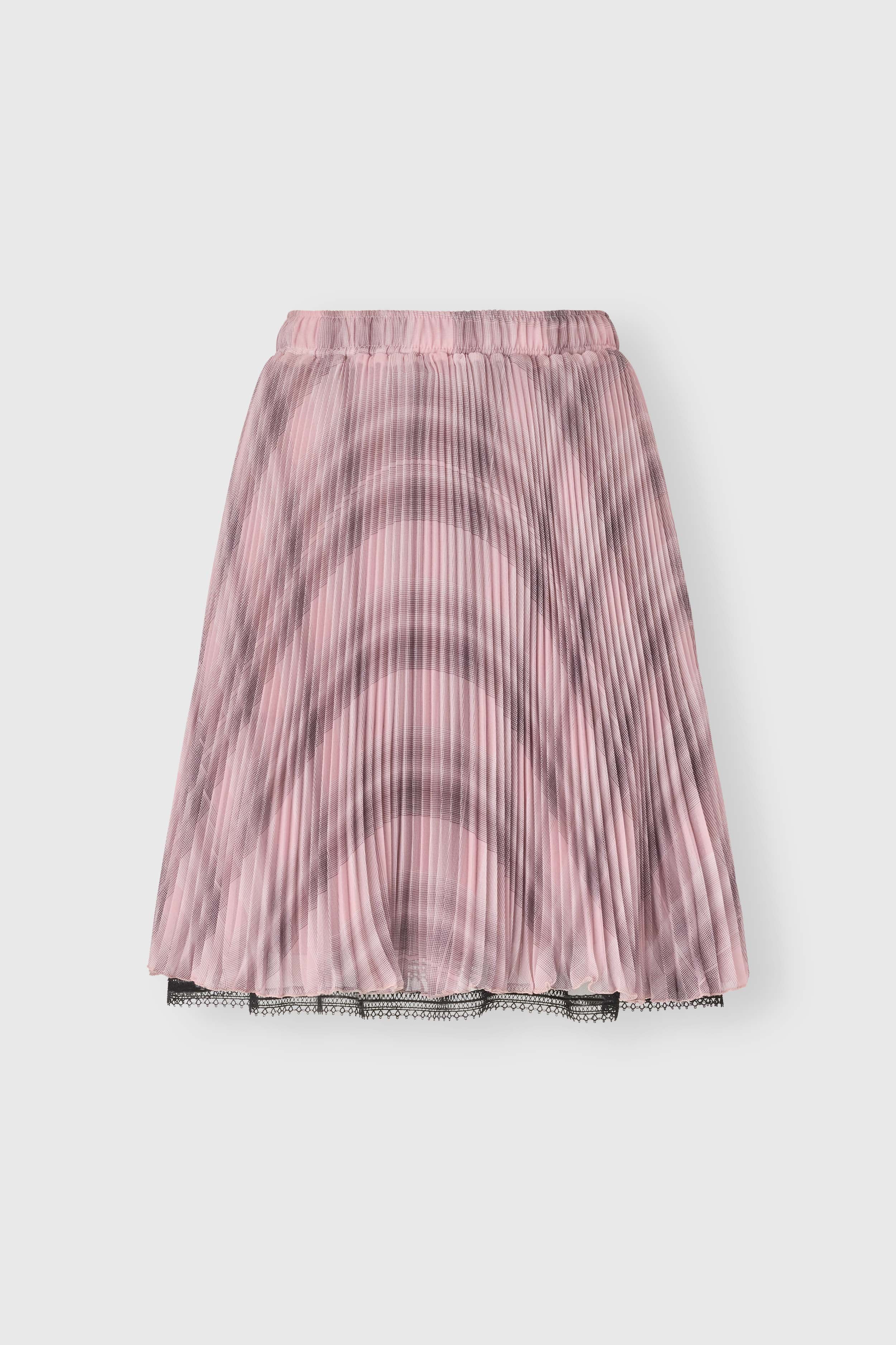 Pleated knee-length skirt in technical georgette with check print